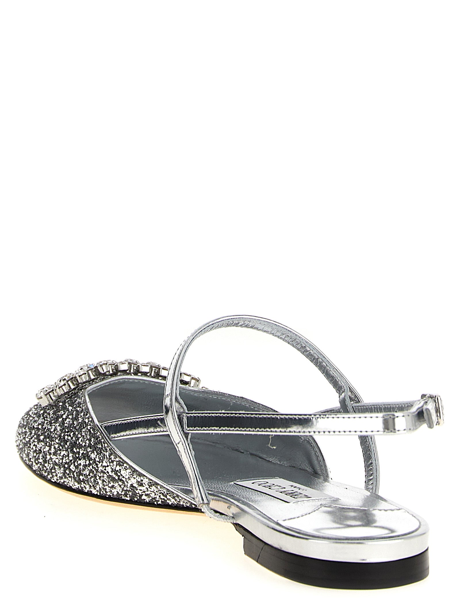 Jimmy Choo Silver Tencel Ballet Flats Jimmy Choo