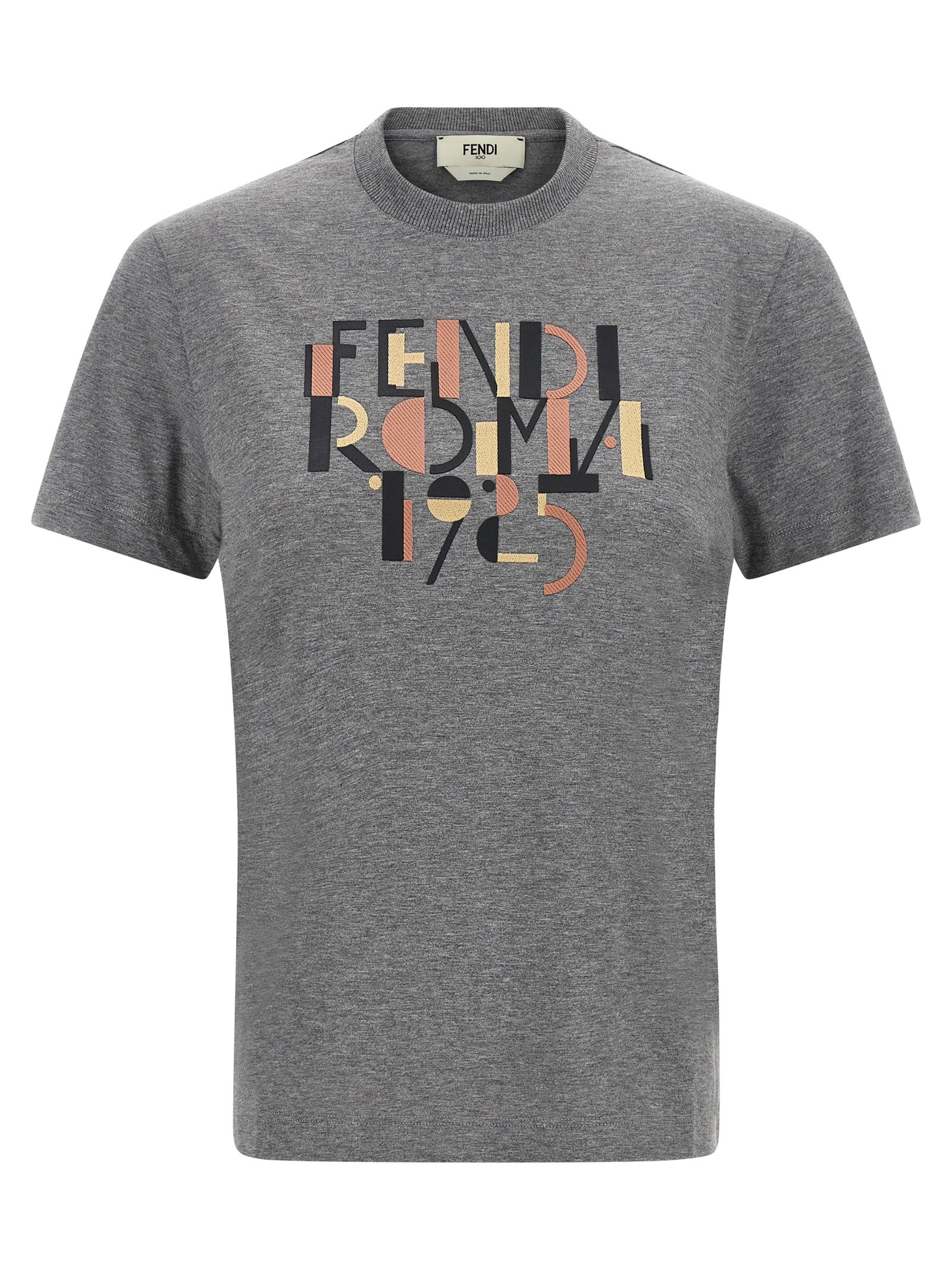 Fendi Gray Cotton T-Shirt Fendi