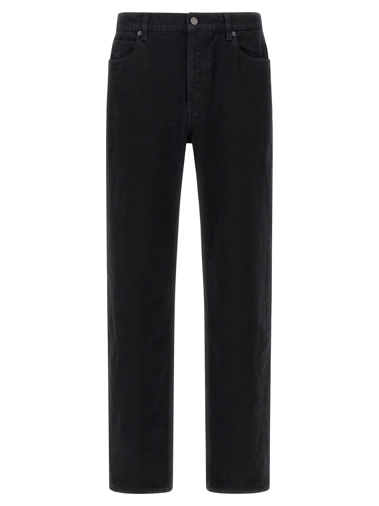 Saint Laurent Black Cotton Straight-Leg Jeans Saint Laurent