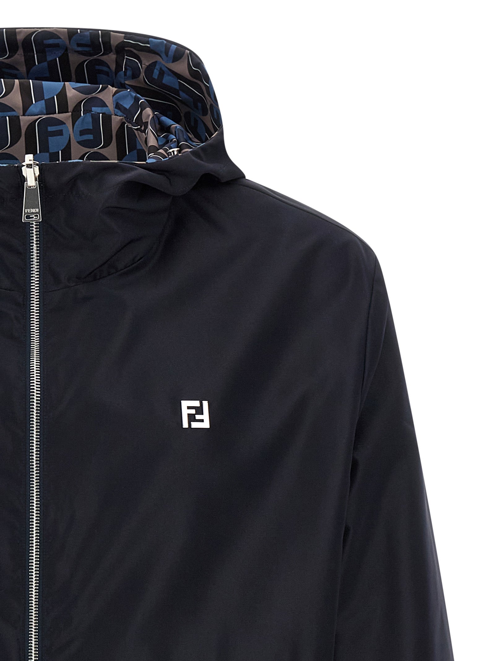 Fendi Blue Polyester Shell Jacket Fendi