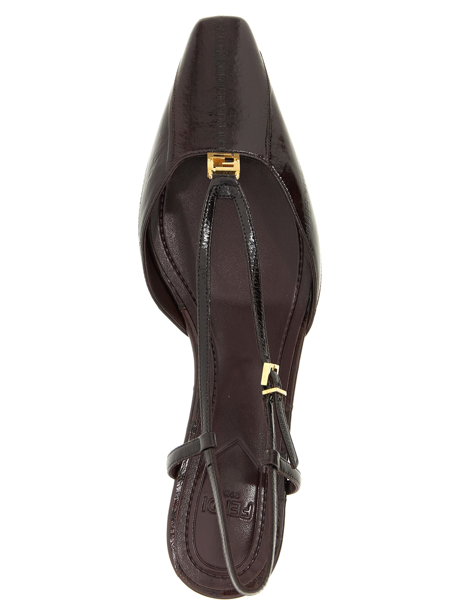 Fendi Brown Lamb Leather Mid Heel Pumps Fendi
