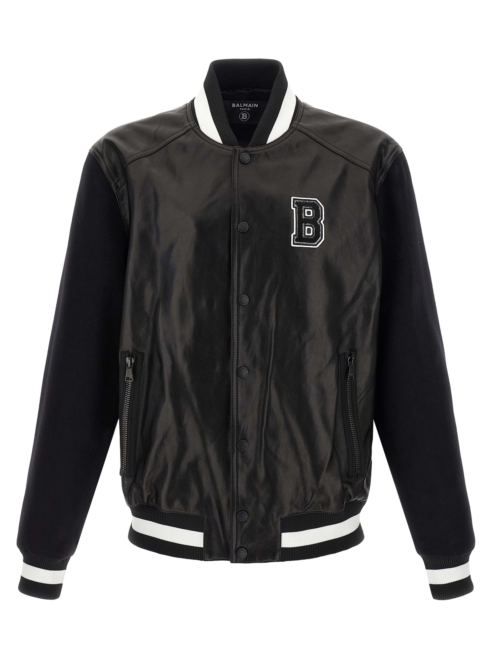 Balmain Bicolor Lamb Leather Leather Jacket Balmain