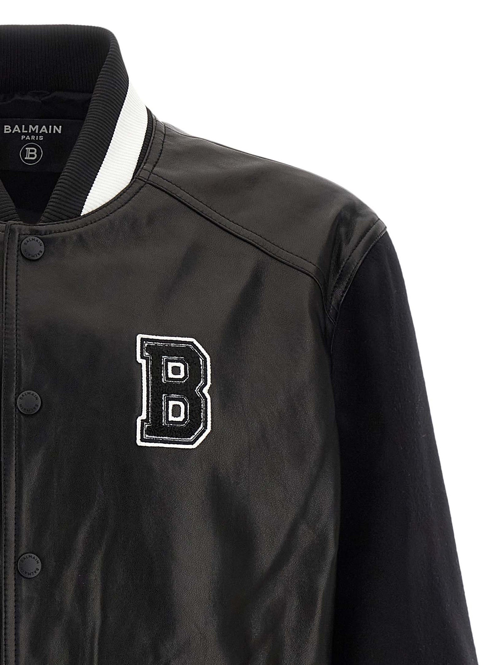 Balmain Bicolor Lamb Leather Leather Jacket Balmain