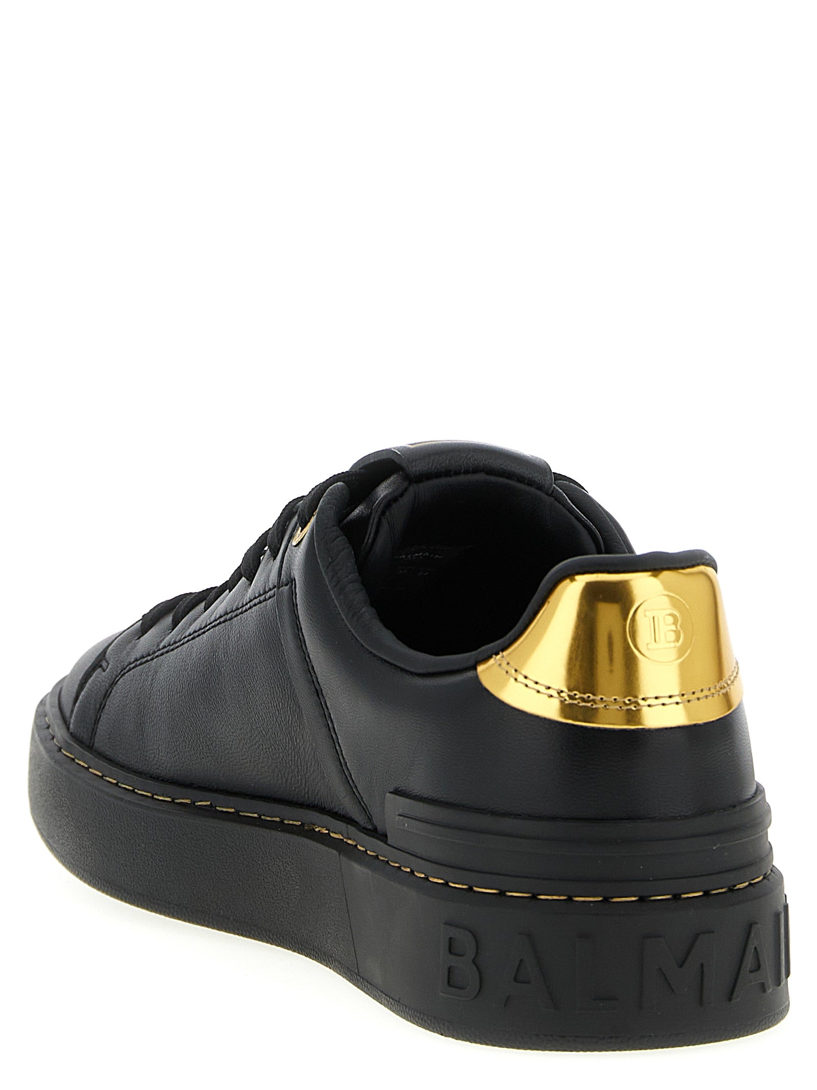 Balmain Black Lamb Leather Low Top Sneakers Balmain