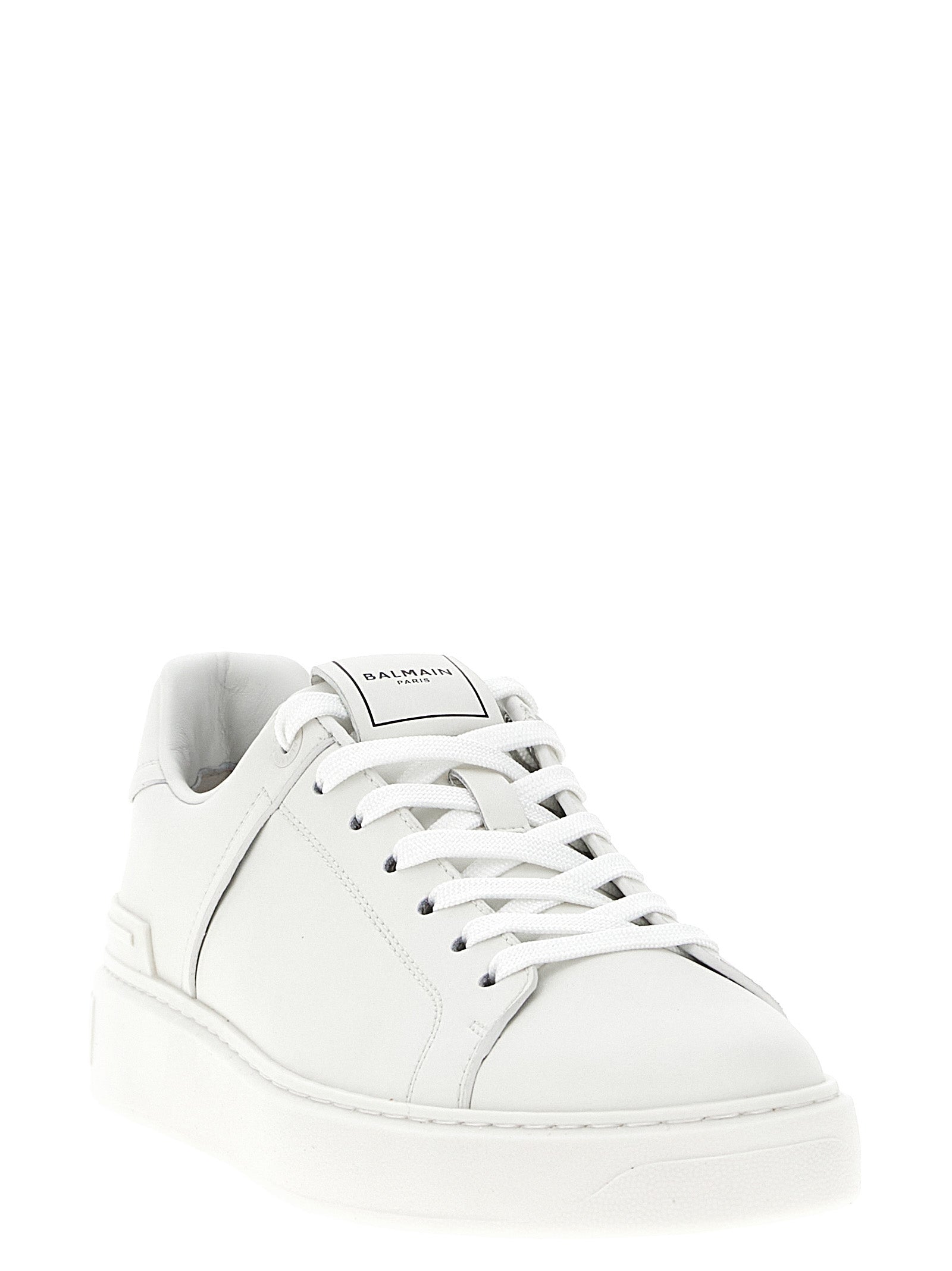 Balmain White Calfskin Low Top Sneakers Balmain
