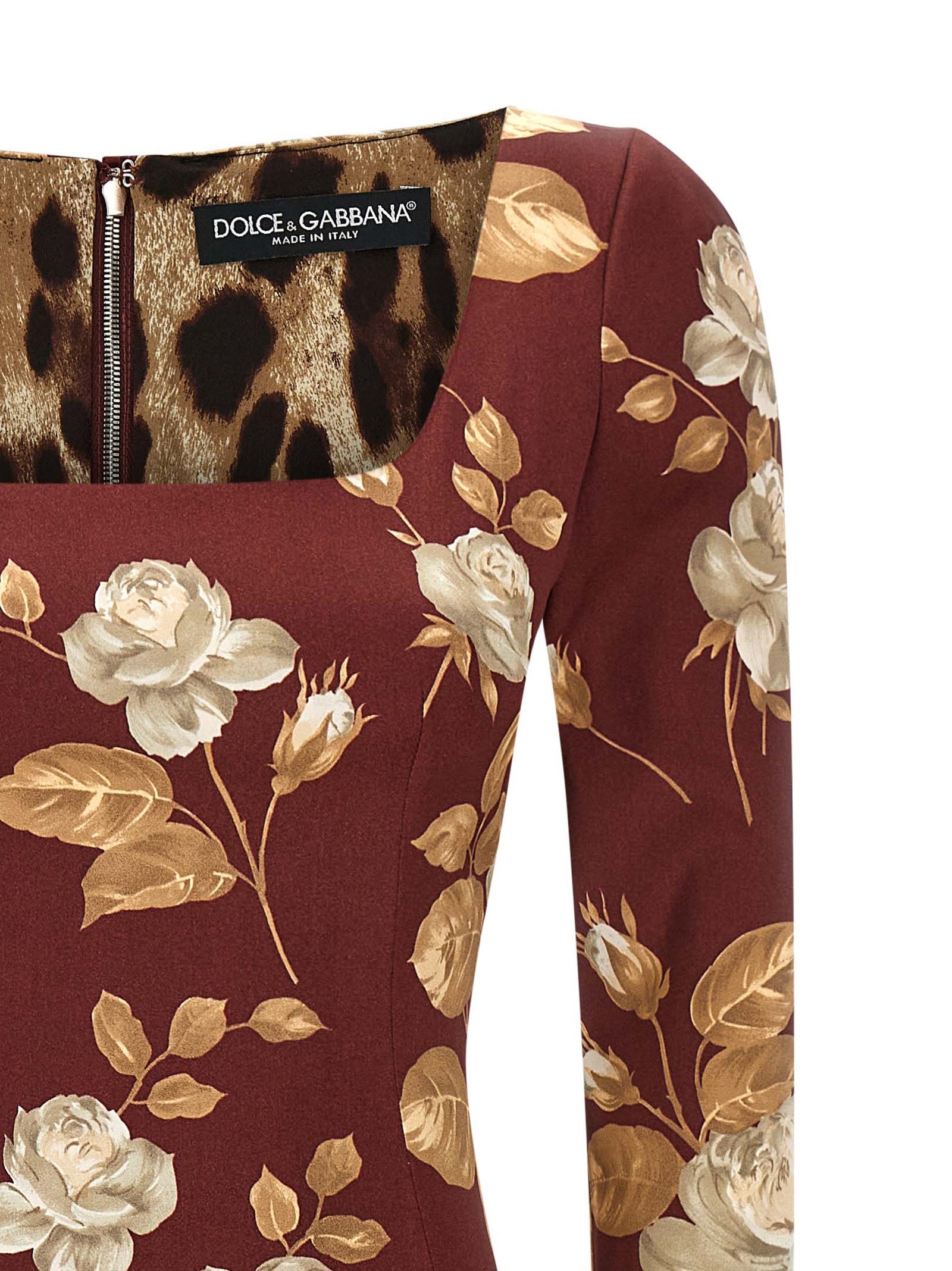 Dolce & Gabbana Multicolor Elastane Midi Dress Dolce & Gabbana