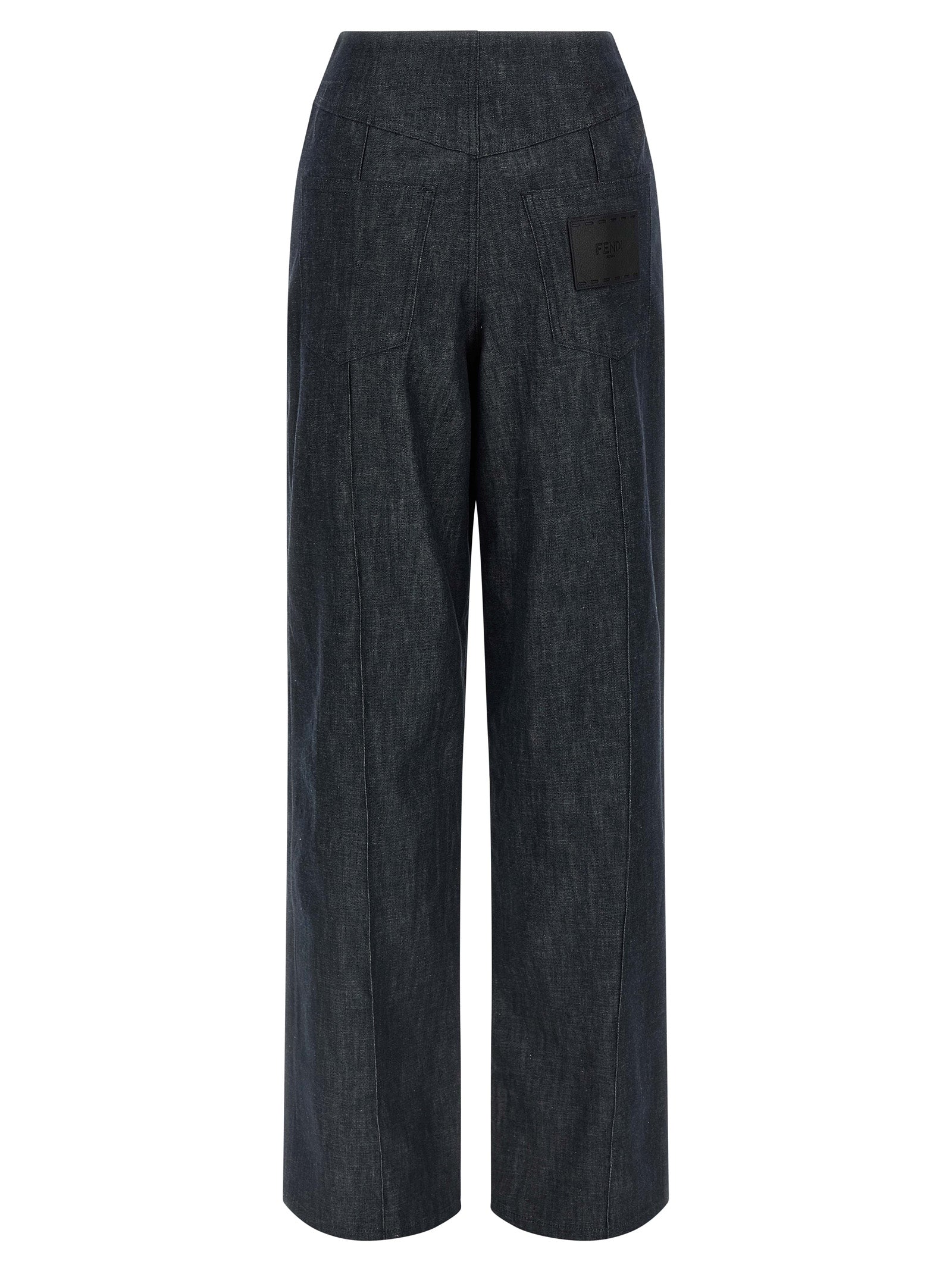 Fendi Blue Cotton High-Waisted Jean Fendi