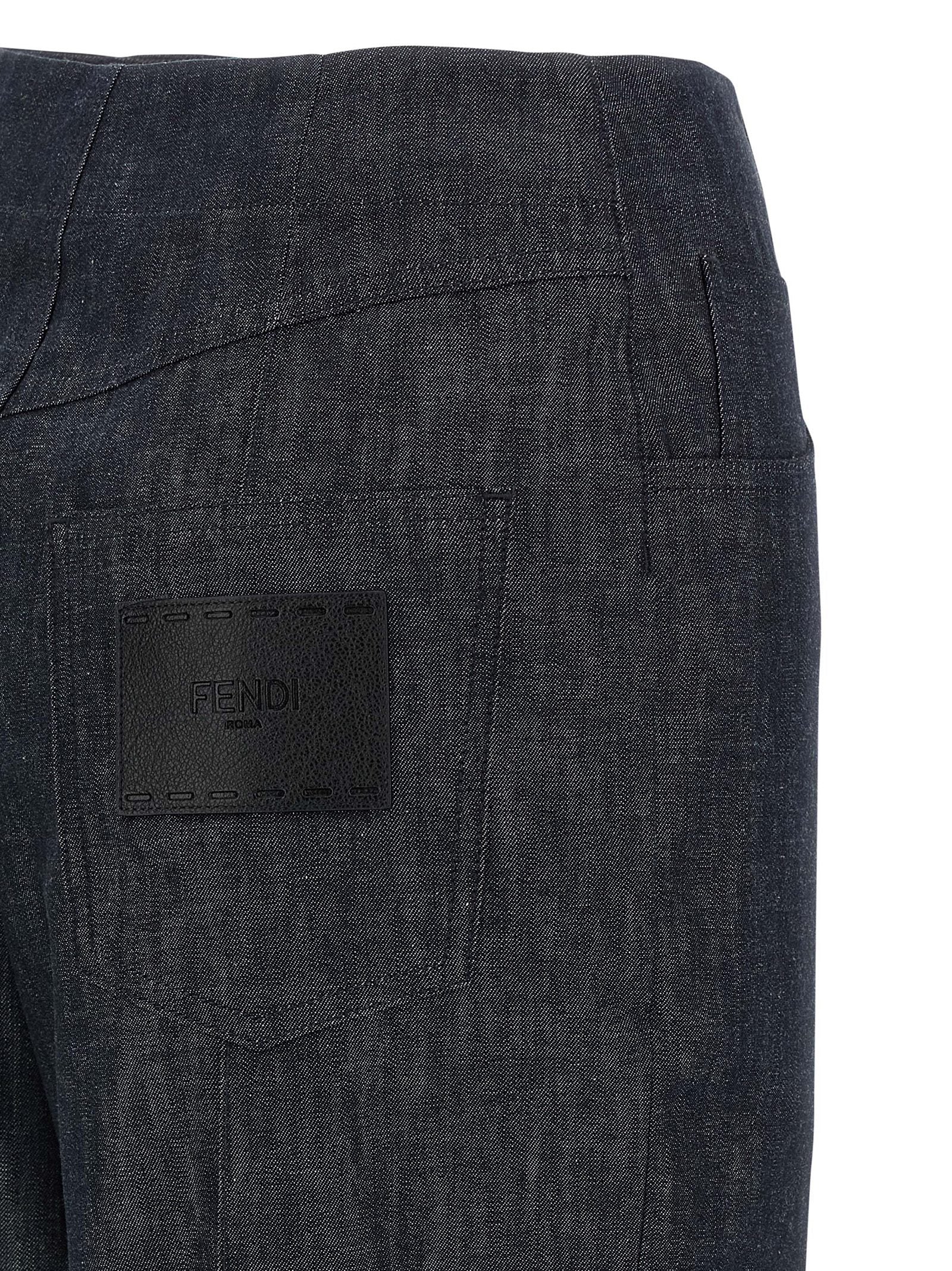 Fendi Blue Cotton High-Waisted Jean Fendi