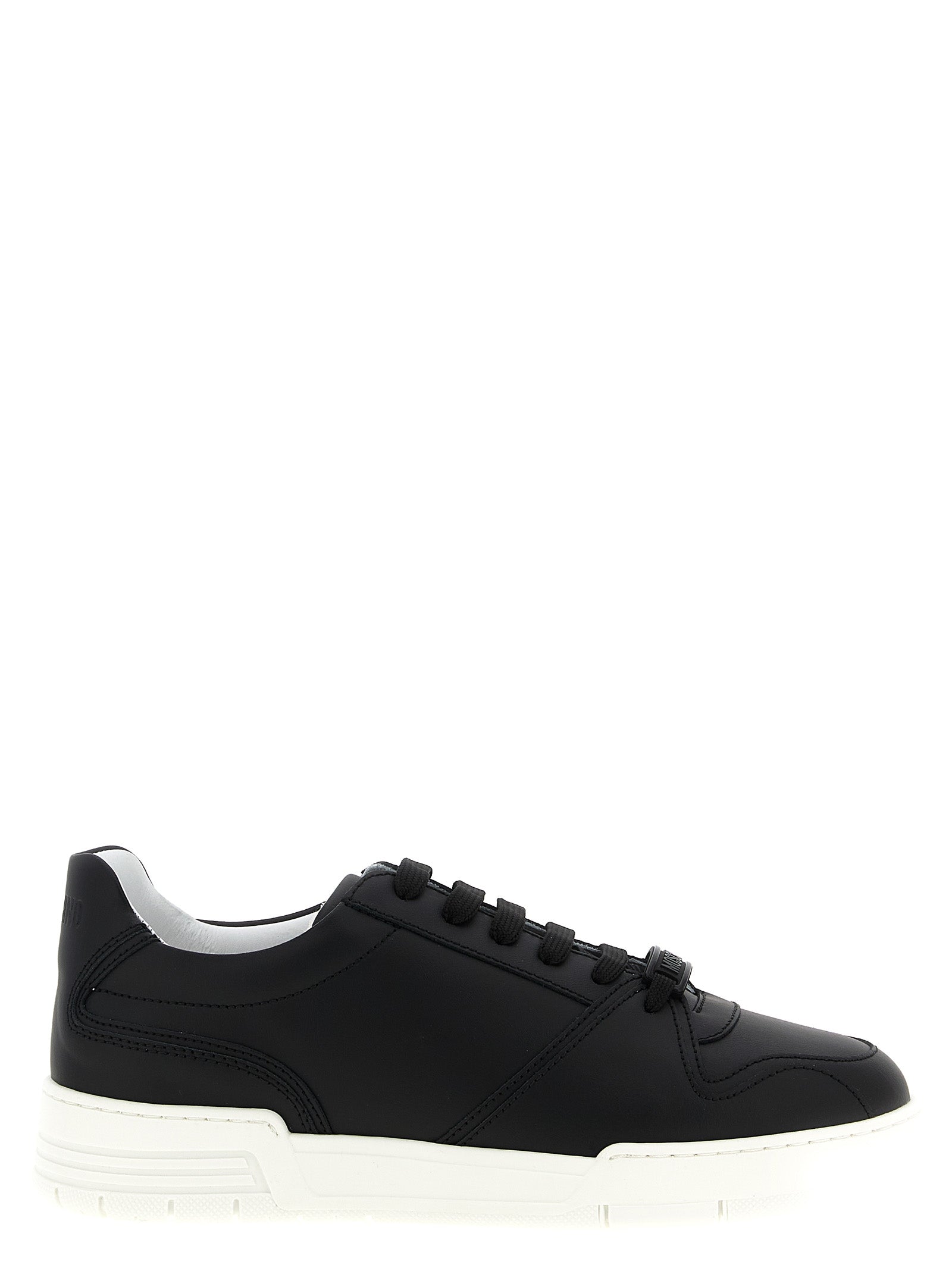 Moschino Black Leather Low Top Sneakers Moschino
