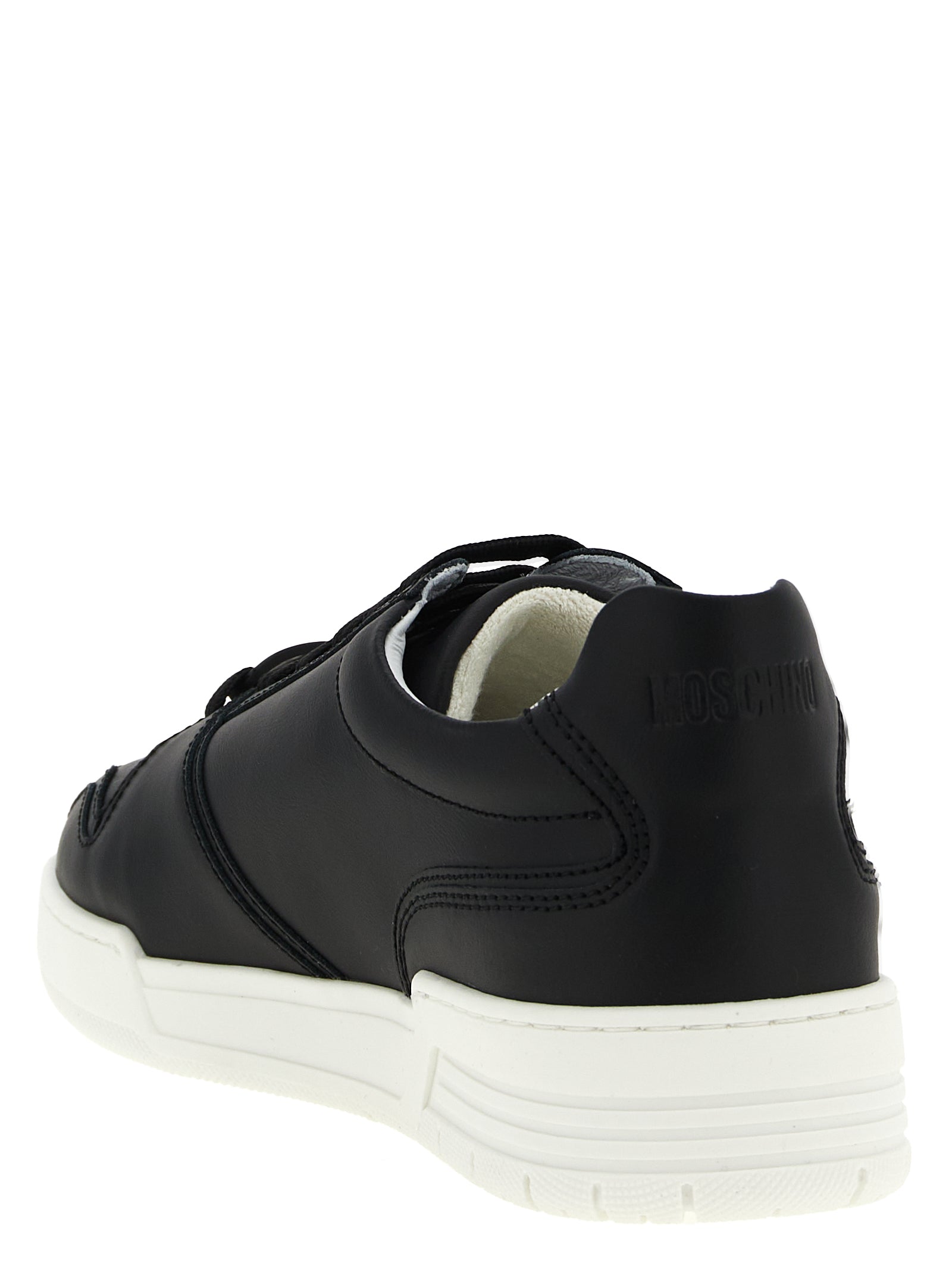 Moschino Black Leather Low Top Sneakers Moschino