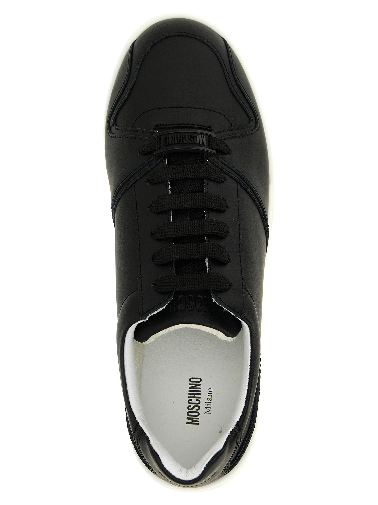 Moschino Black Leather Low Top Sneakers Moschino