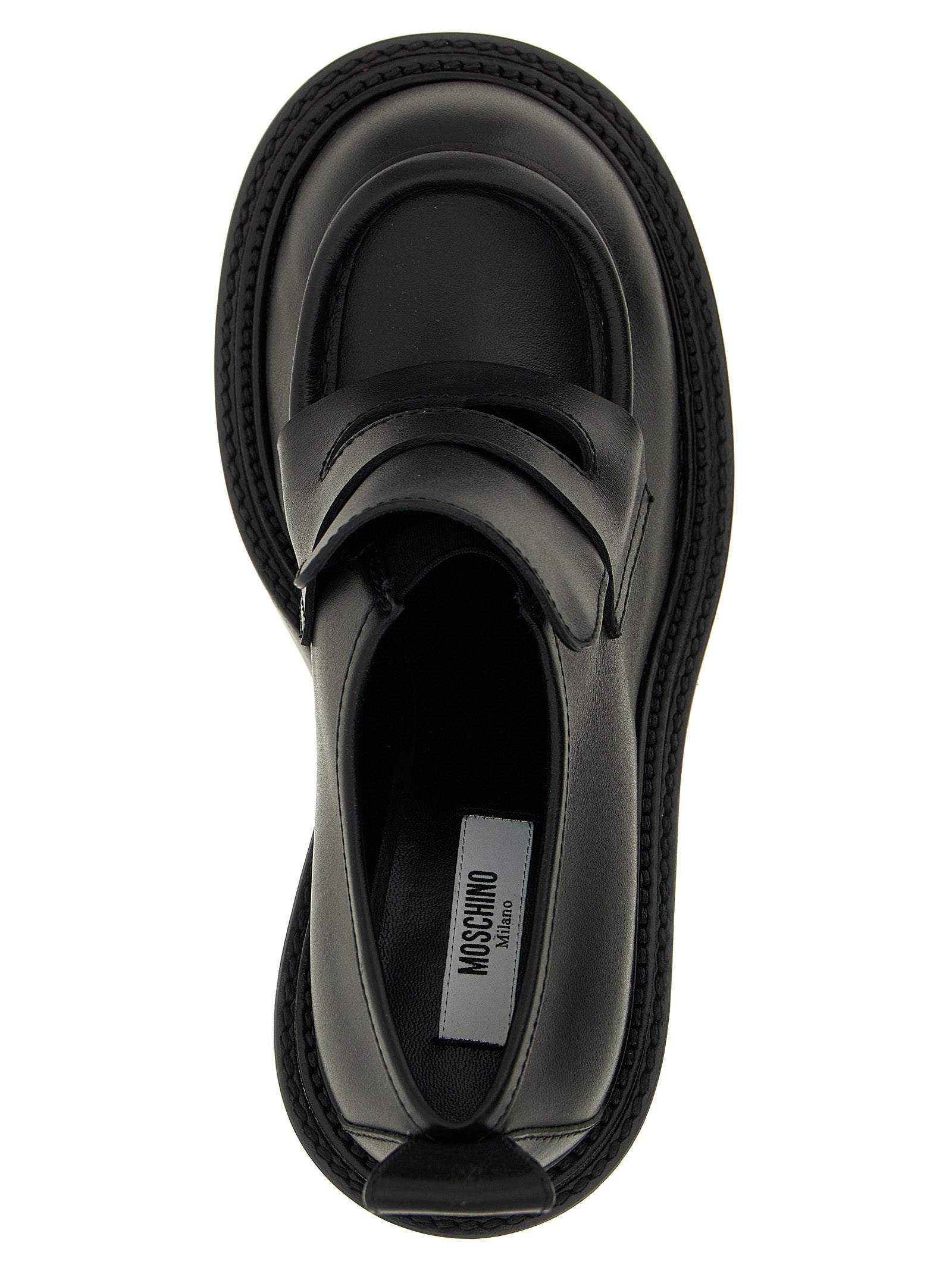 Moschino Black Leather Platform Loafers Moschino