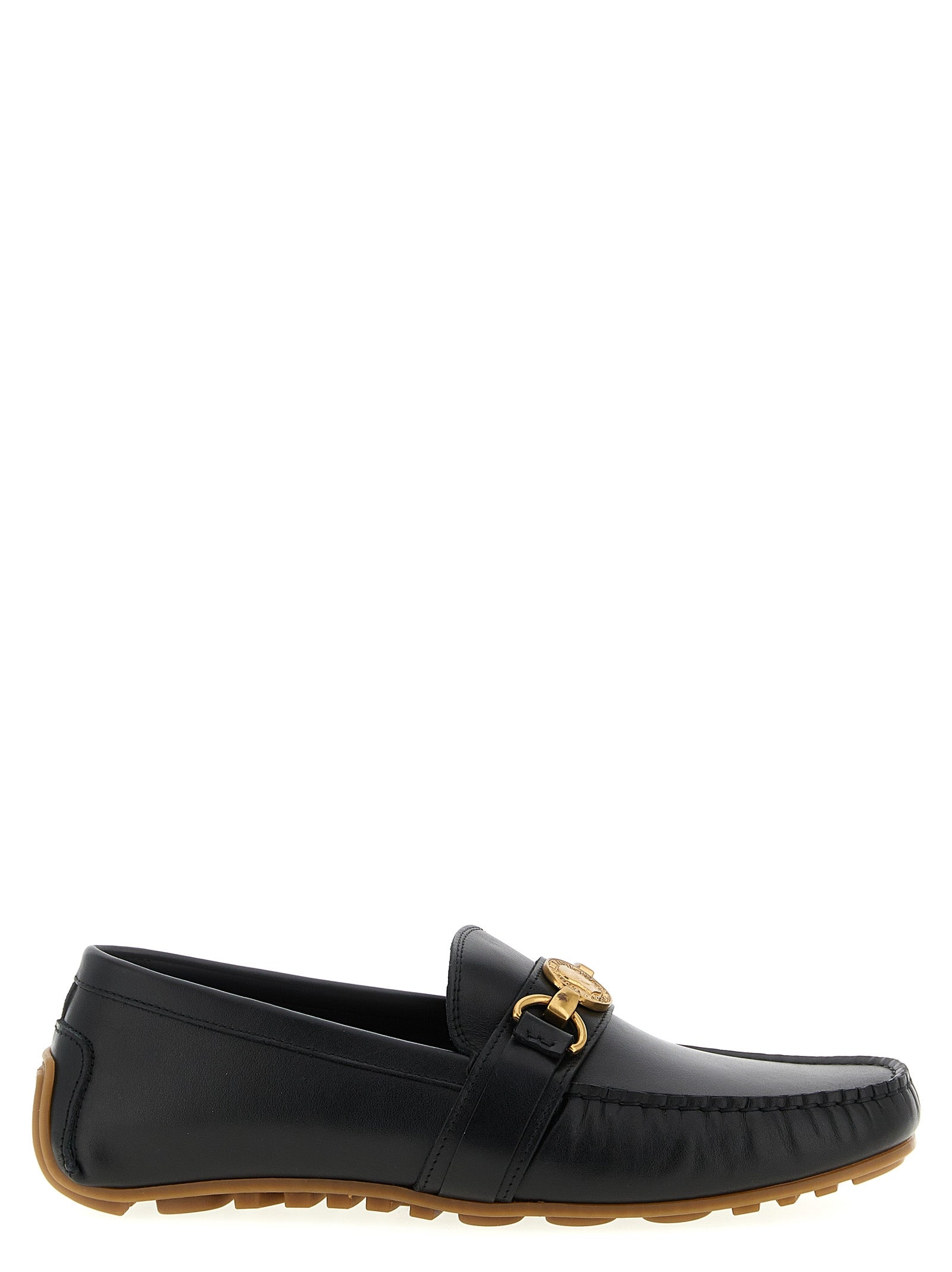 Moschino Black Leather Slip-On Loafers Moschino