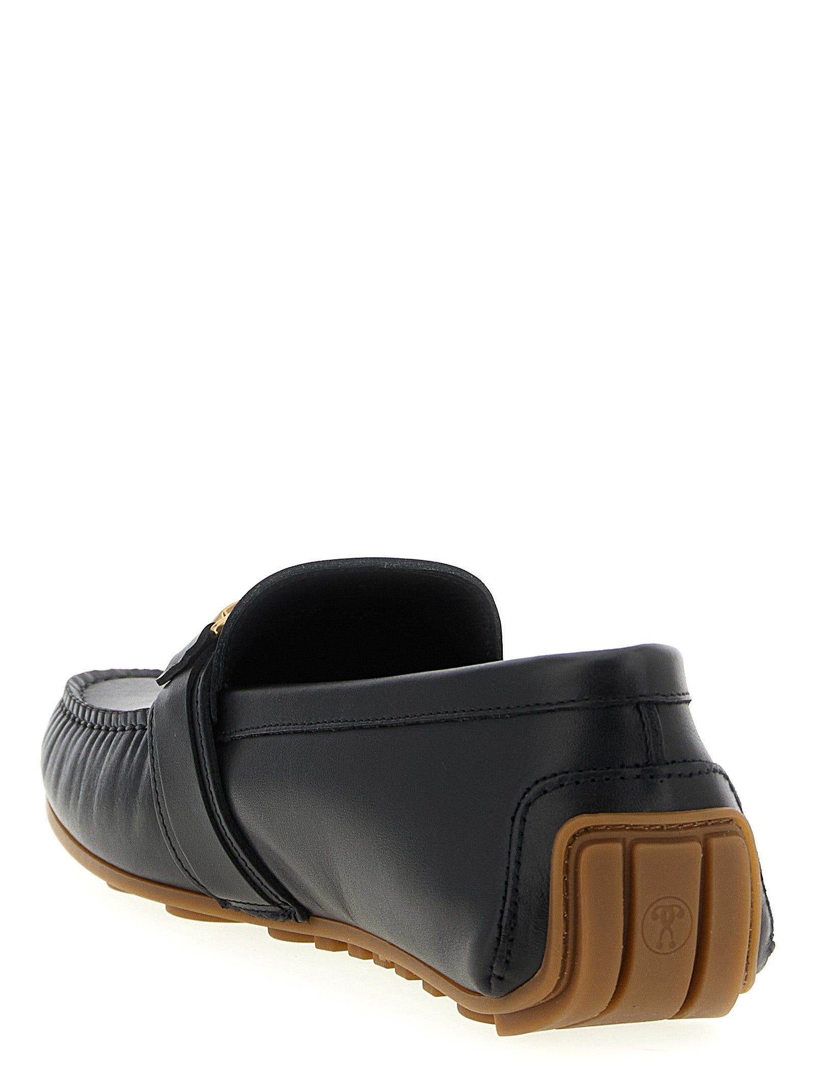 Moschino Black Leather Slip-On Loafers Moschino