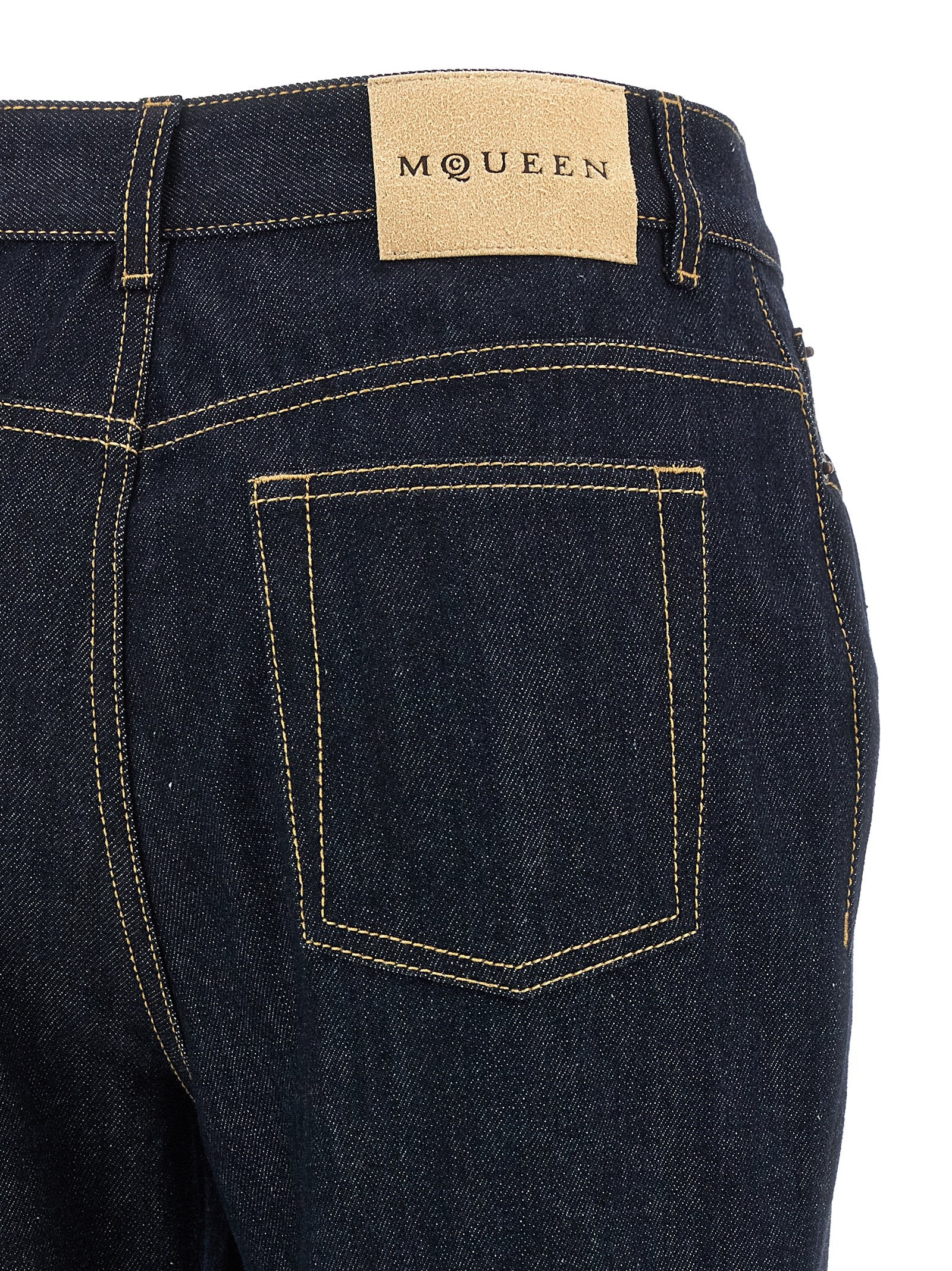 Alexander McQueen Blue Cotton Flared Jeans Alexander McQueen