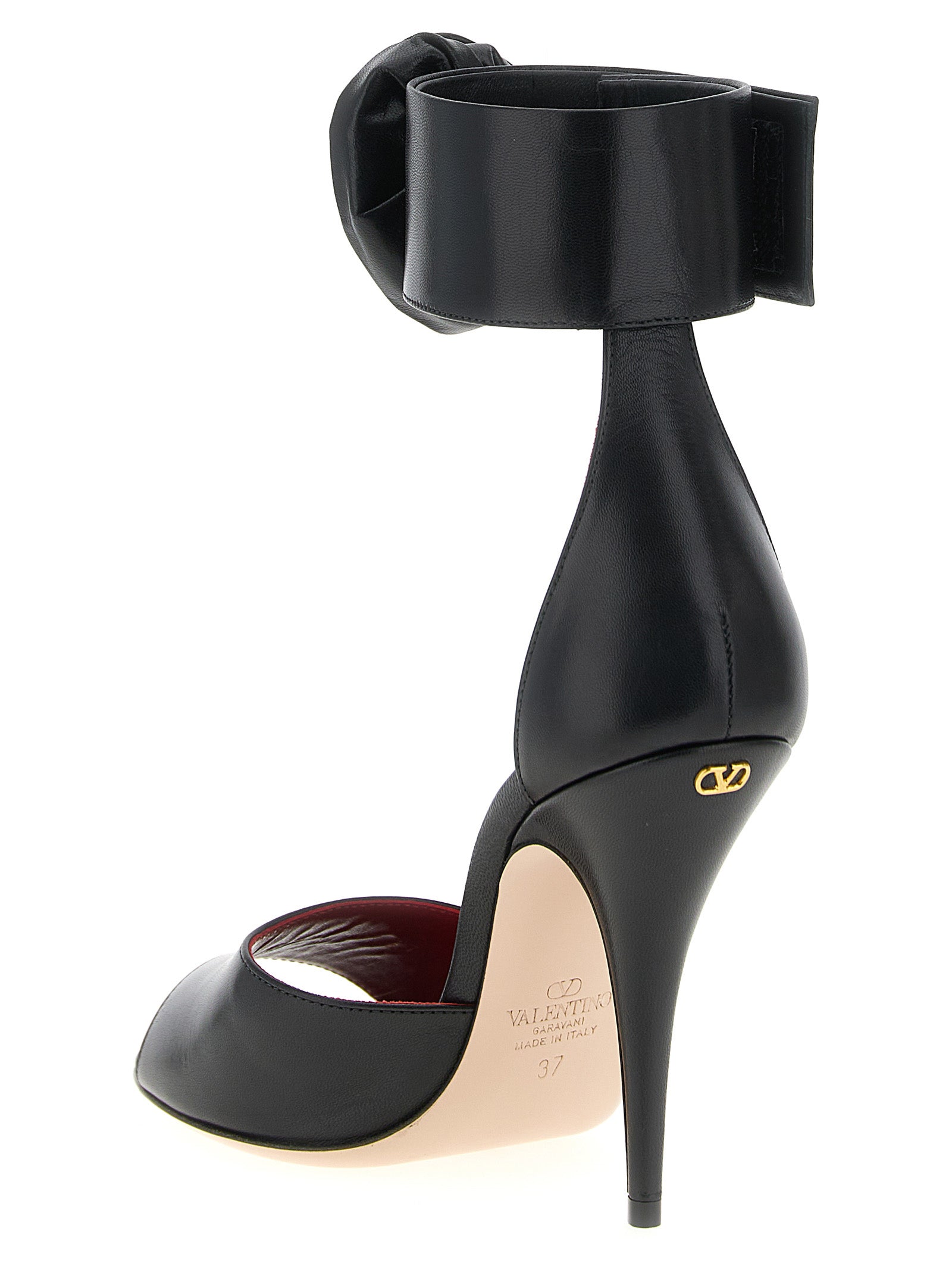 Valentino Garavani Black Calfskin Stiletto Heel Sandals Valentino Garavani