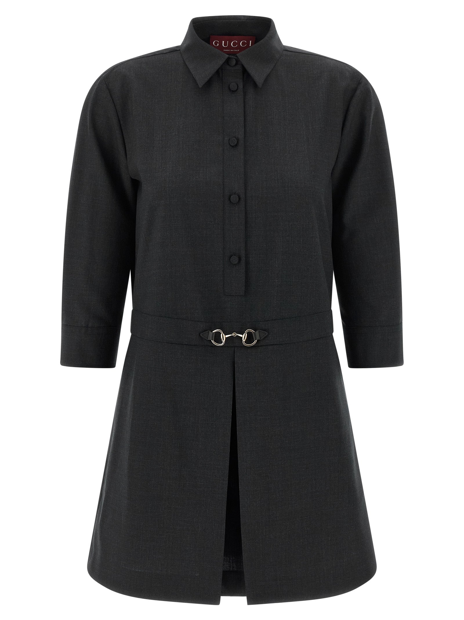 Gucci Gray Wool Short Dress Gucci