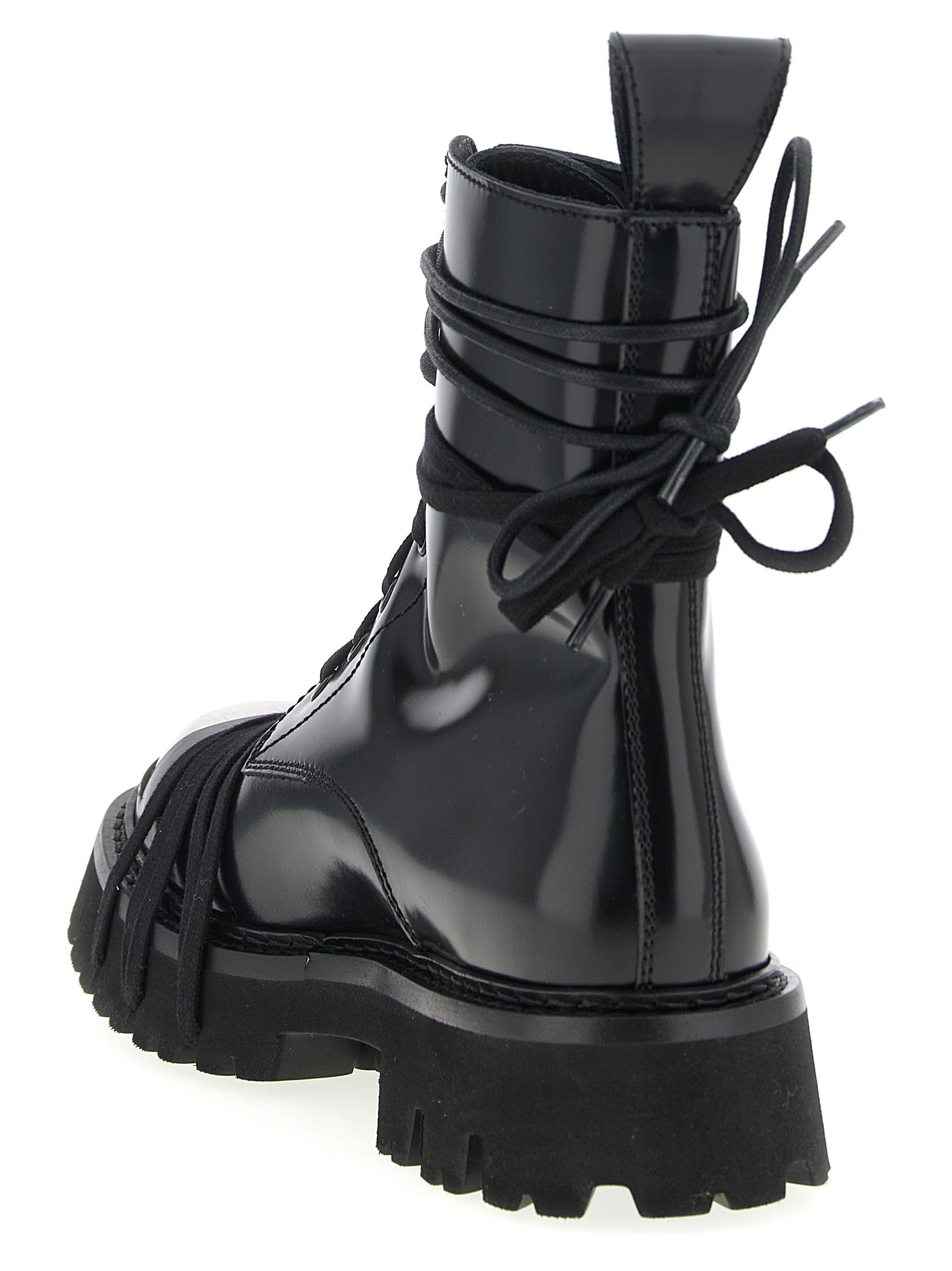 Moschino Black Calfskin Lace-Up Boots Moschino