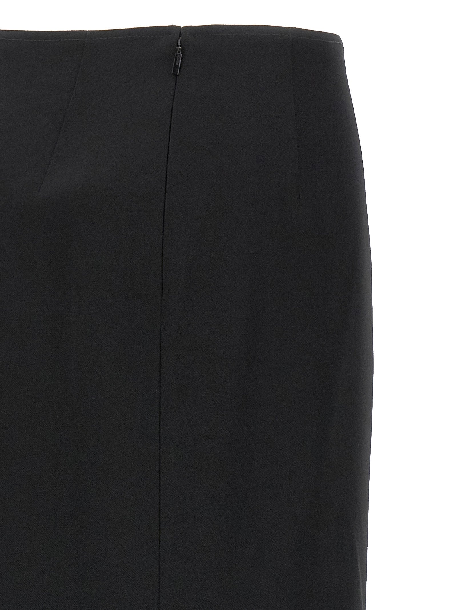 Fendi Black Virgin Wool Midi Skirt Fendi