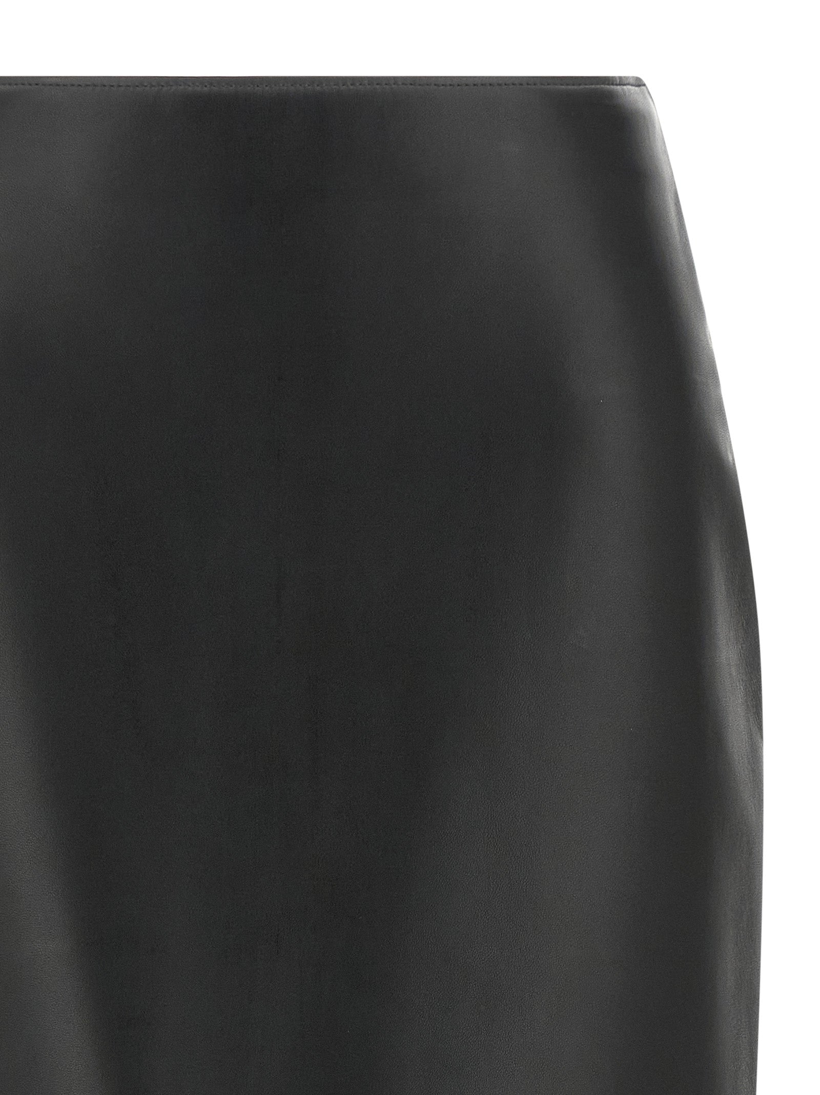 Fendi Black Lamb Leather Midi Skirt Fendi