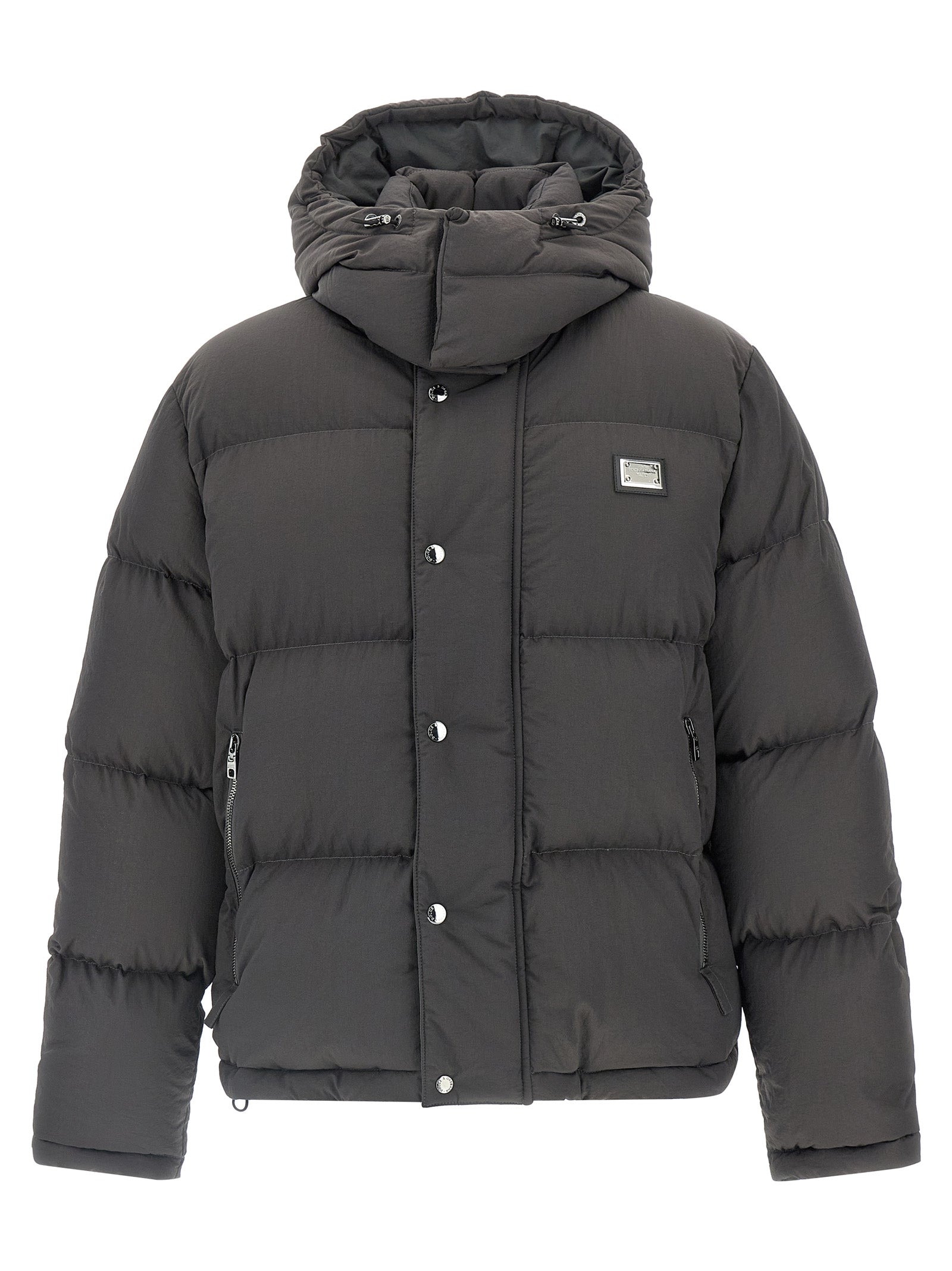 Dolce & Gabbana Gray Polyamide Full-Length Jacket Dolce & Gabbana