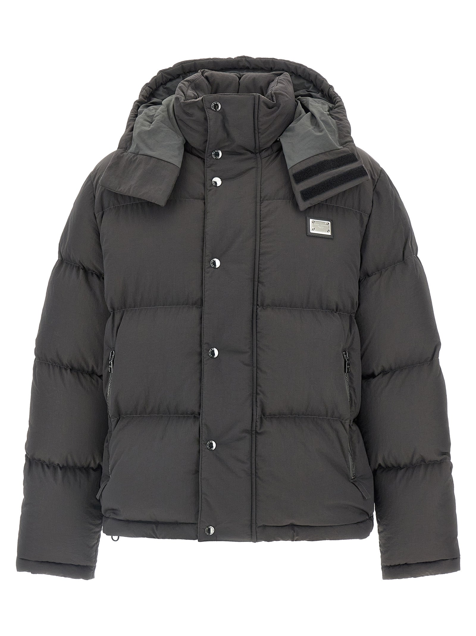 Dolce & Gabbana Gray Polyamide Full-Length Jacket Dolce & Gabbana