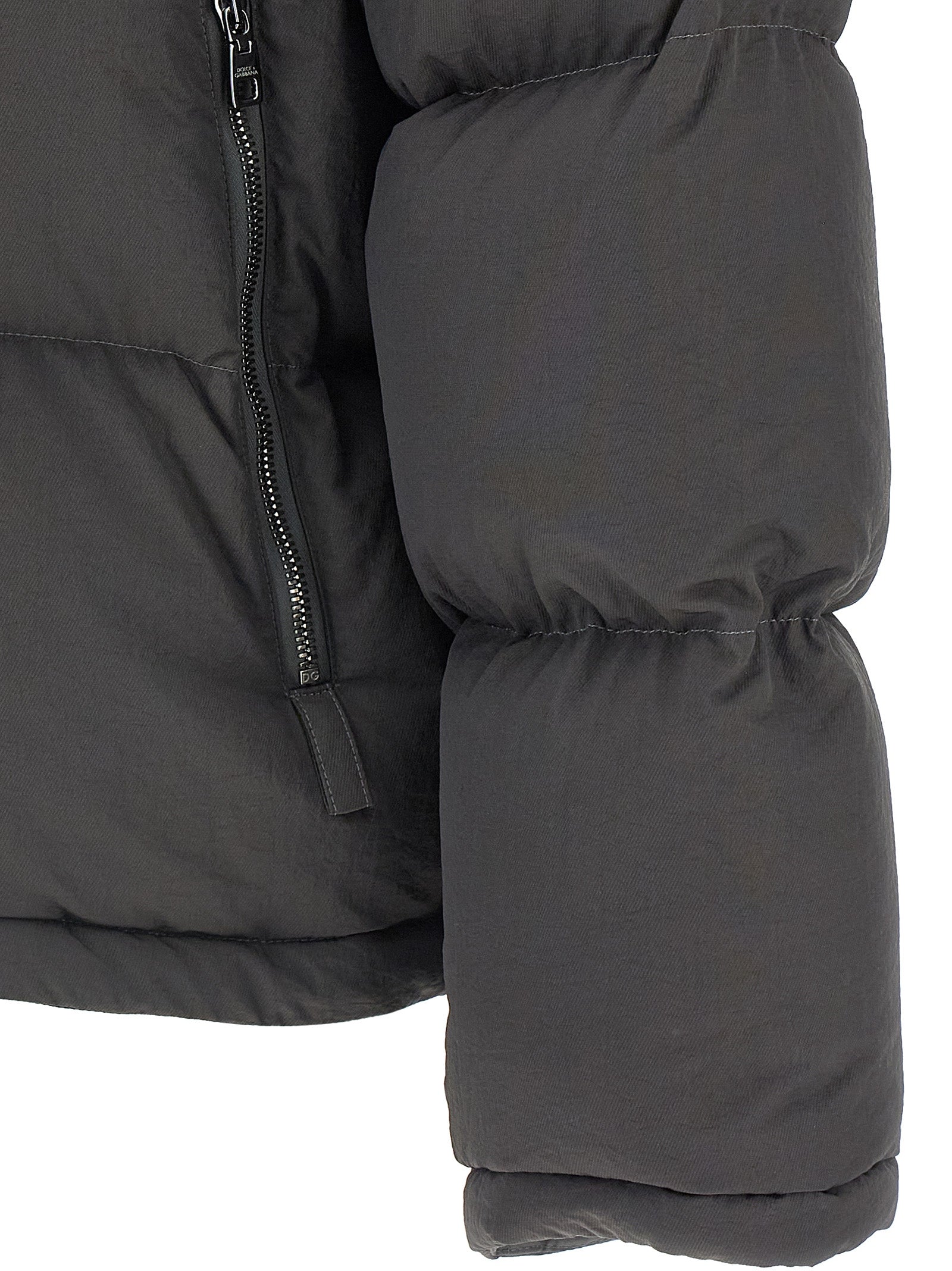 Dolce & Gabbana Gray Polyamide Full-Length Jacket Dolce & Gabbana
