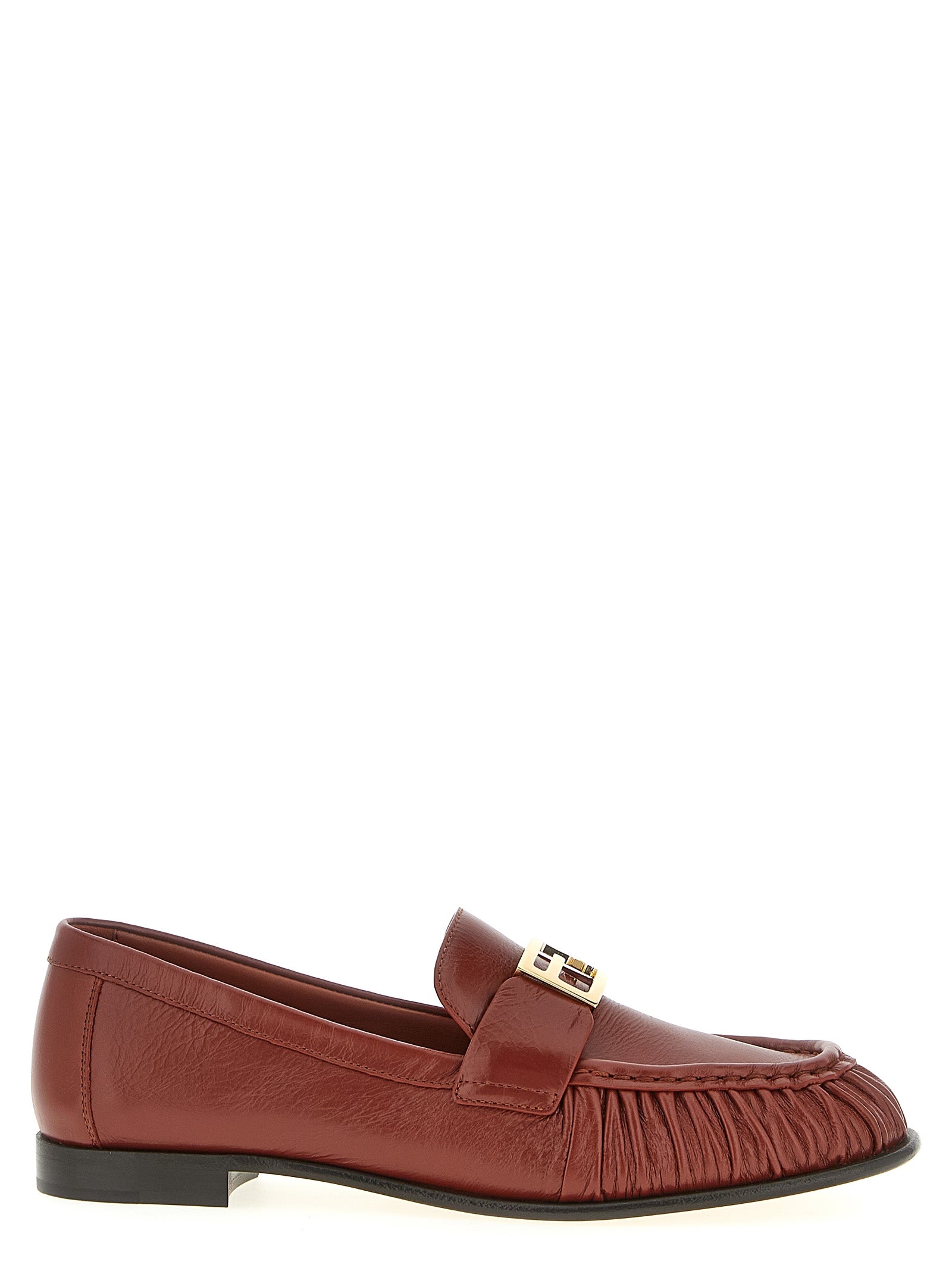 Fendi Brown Lamb Leather Slip-On Loafers Fendi
