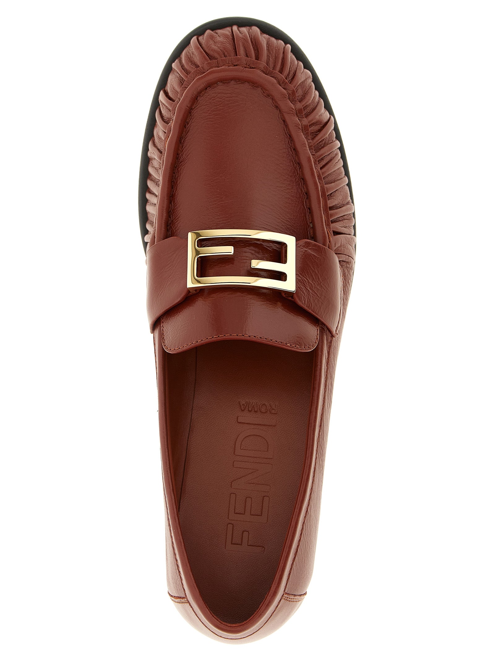 Fendi Brown Lamb Leather Slip-On Loafers Fendi