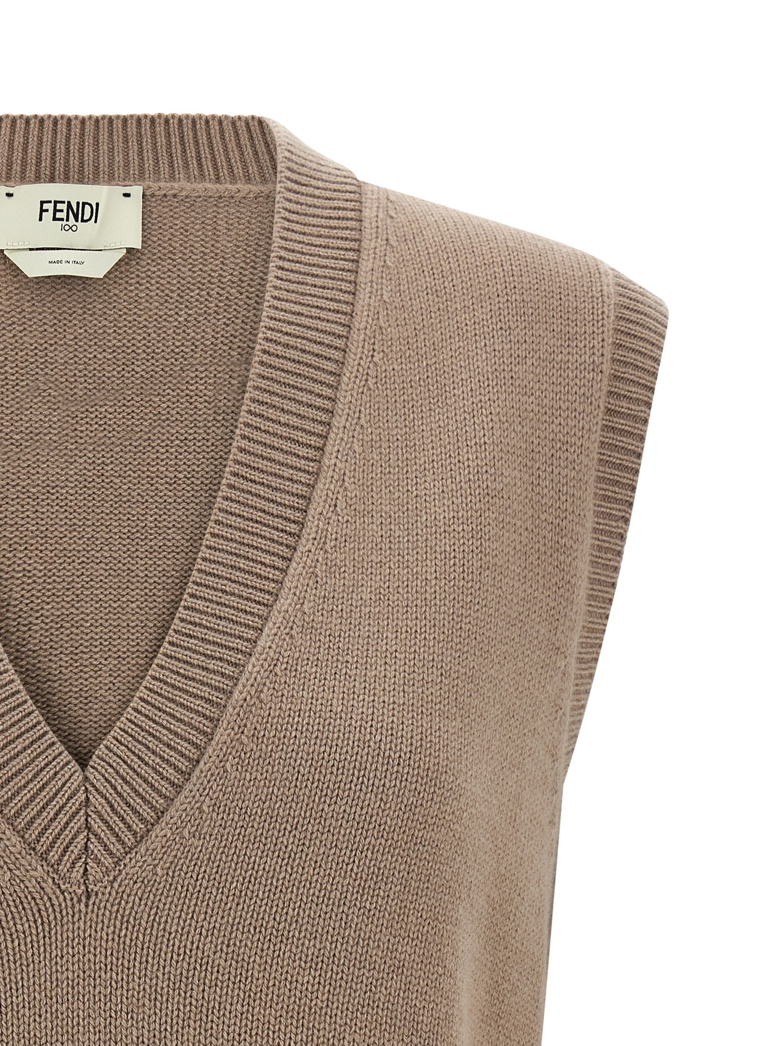 Fendi Beige Cashmere Sleeveless Jacket Fendi