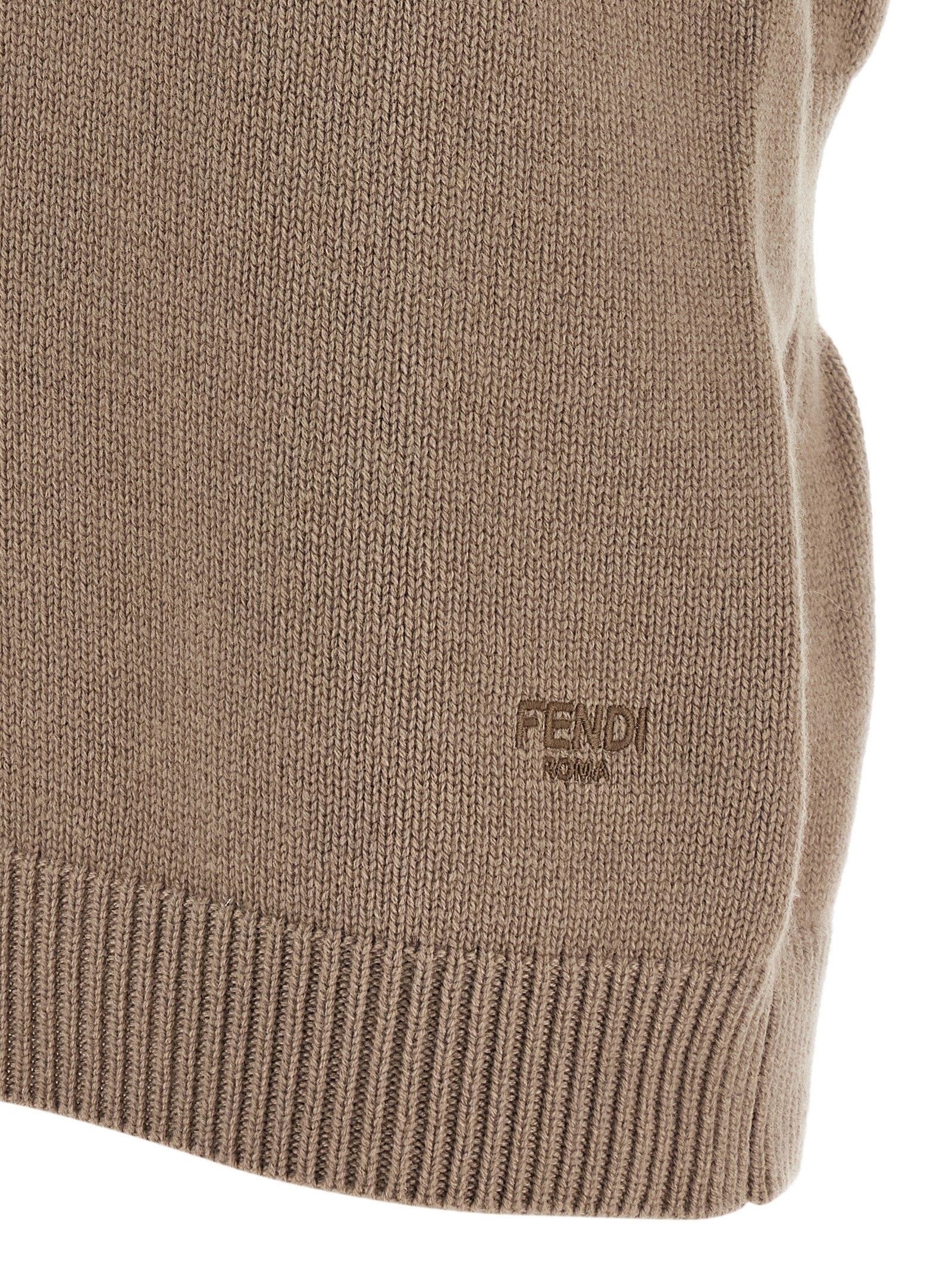 Fendi Beige Cashmere Sleeveless Jacket Fendi