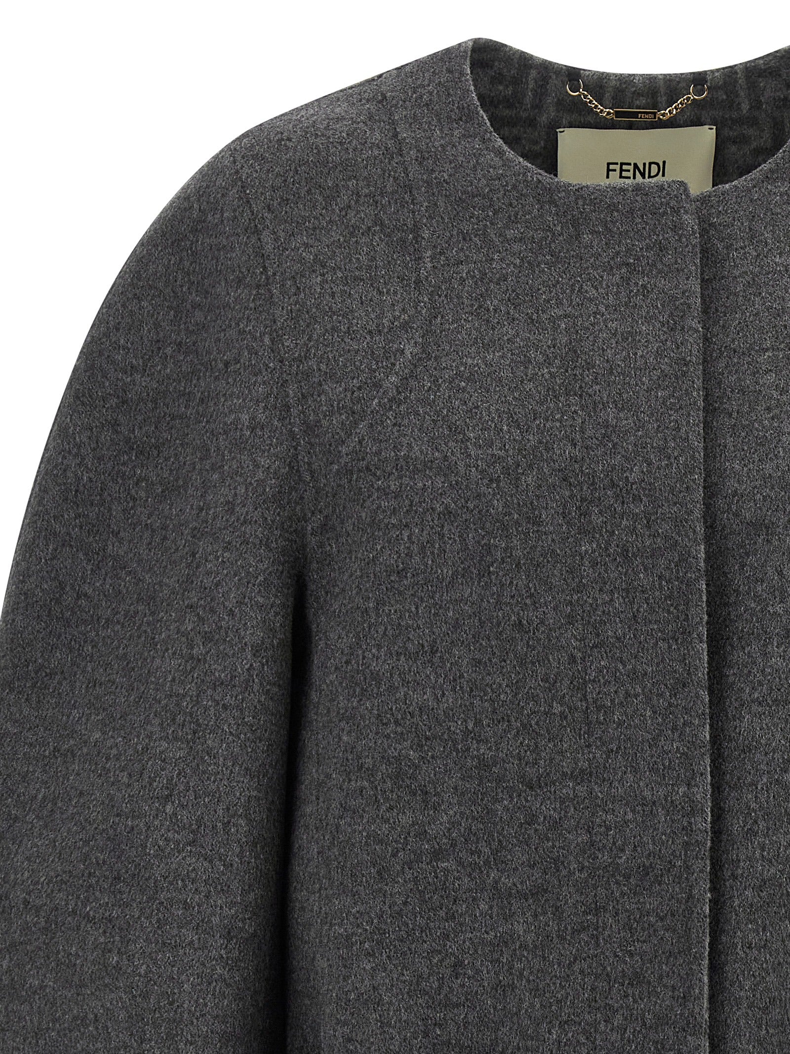 Fendi Gray Virgin Wool Coat Fendi