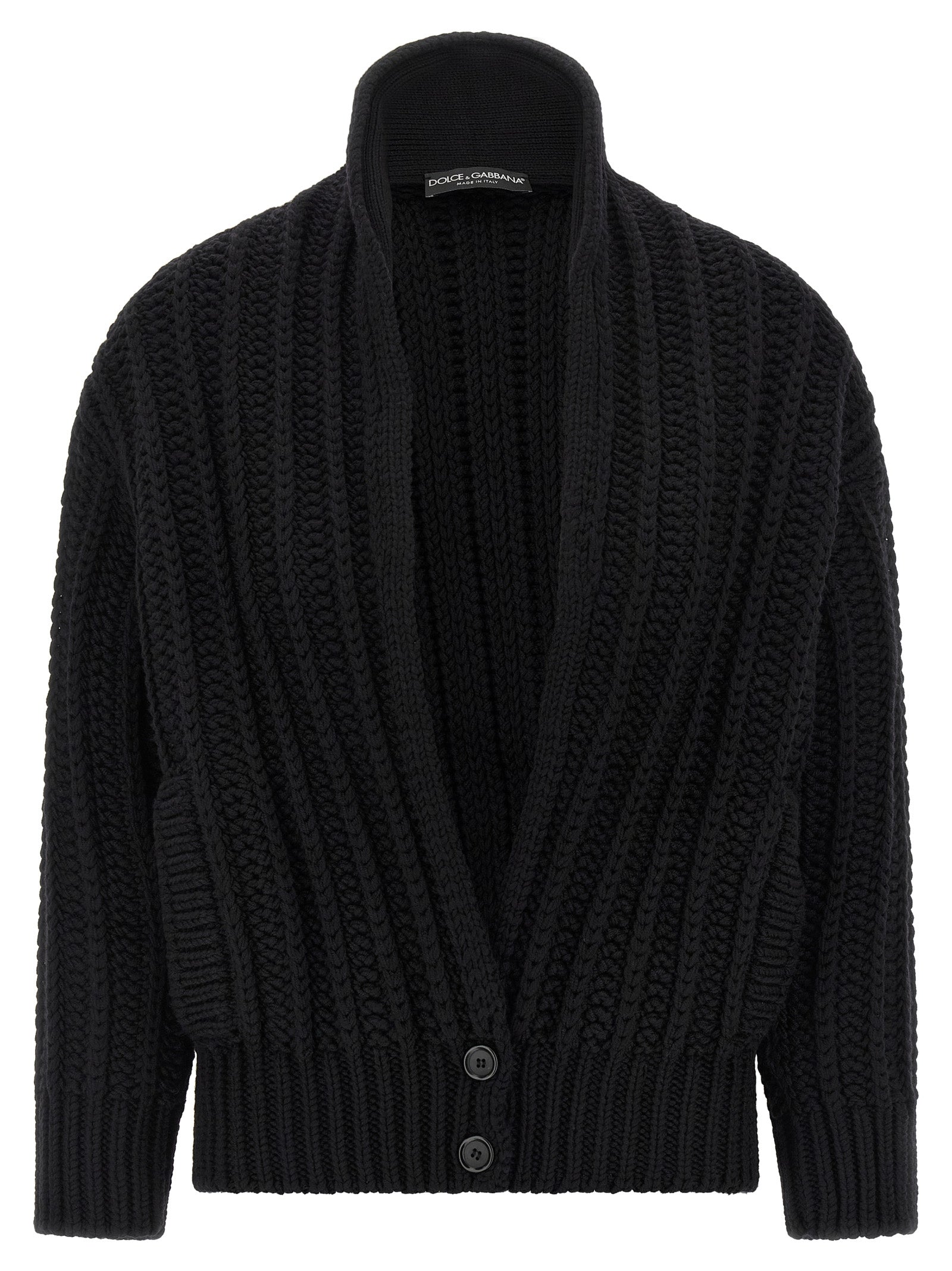 Dolce & Gabbana Black Virgin Wool Cardigan Dolce & Gabbana