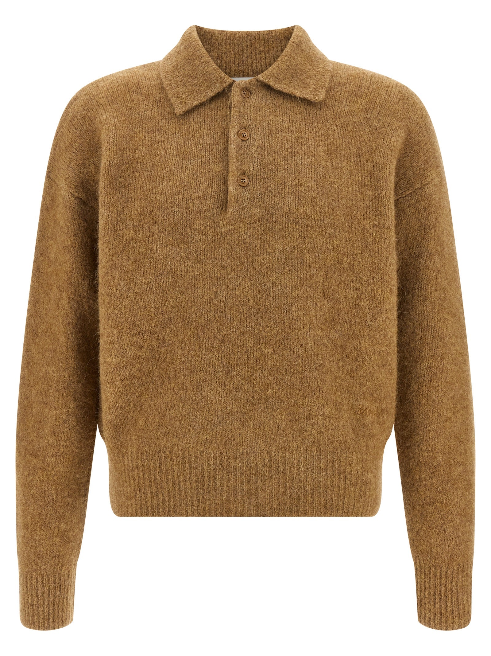 Ami Paris Beige Alpaca Leather Polo Shirt Ami Paris