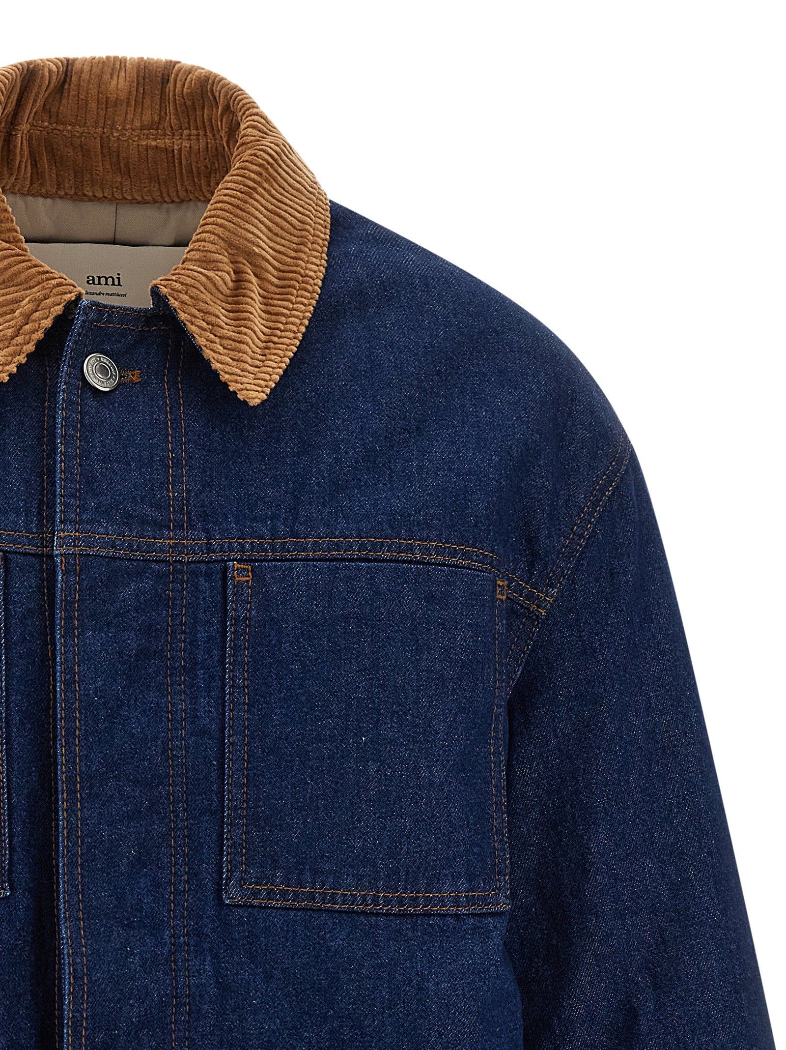 Ami Paris Blue Cotton Denim Jacket Ami Paris