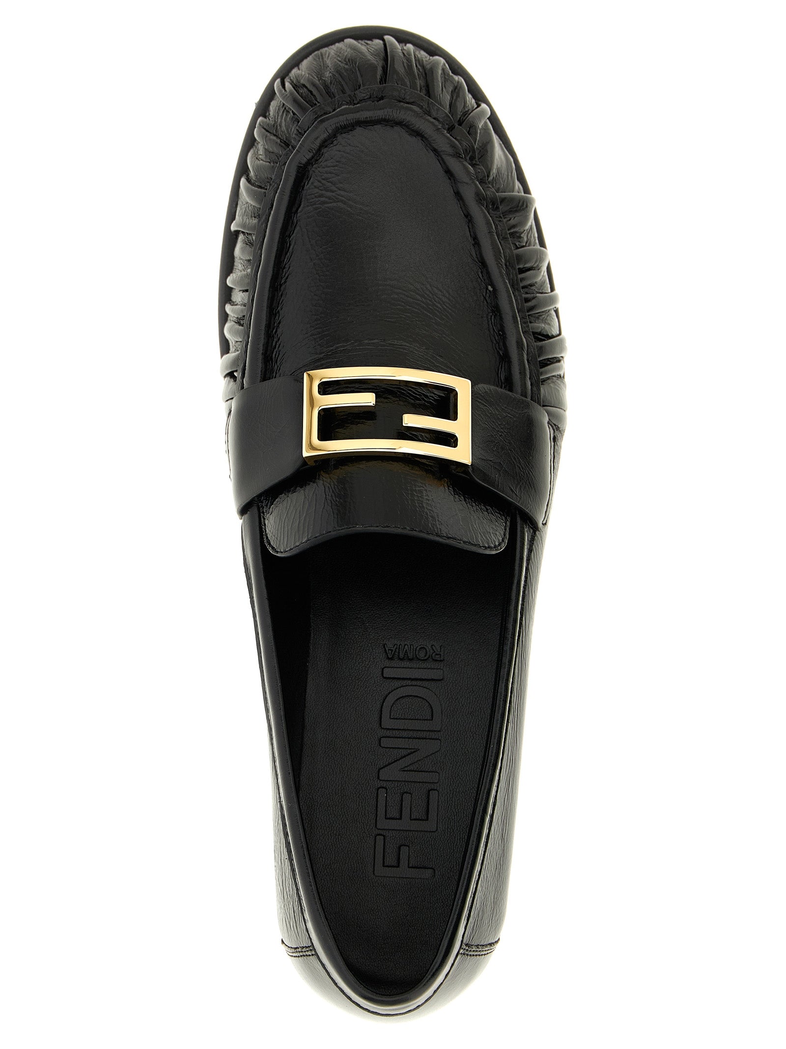 Fendi Black Lamb Leather Slip-On Loafers Fendi