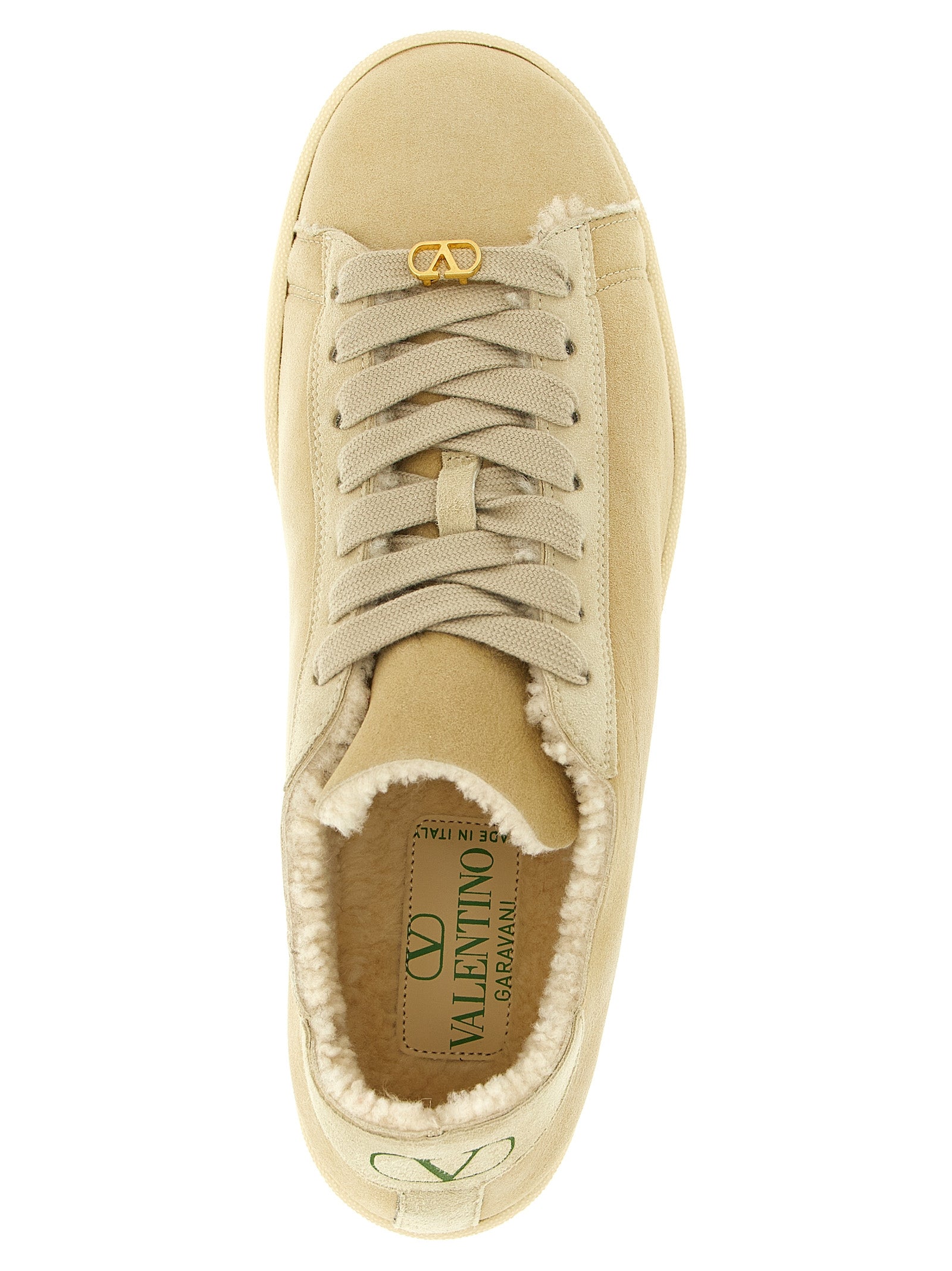 Valentino Garavani Beige Goatskin Low Top Sneakers Valentino Garavani