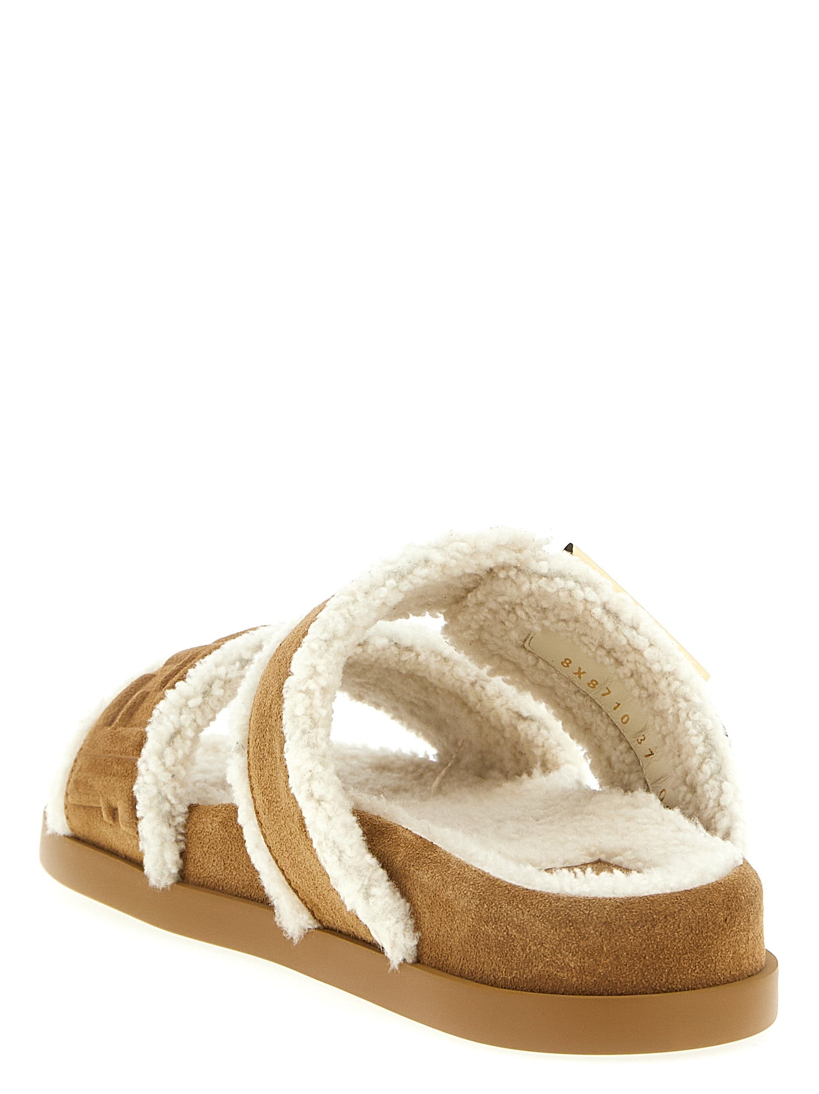 Fendi Beige Calfskin Slides Fendi