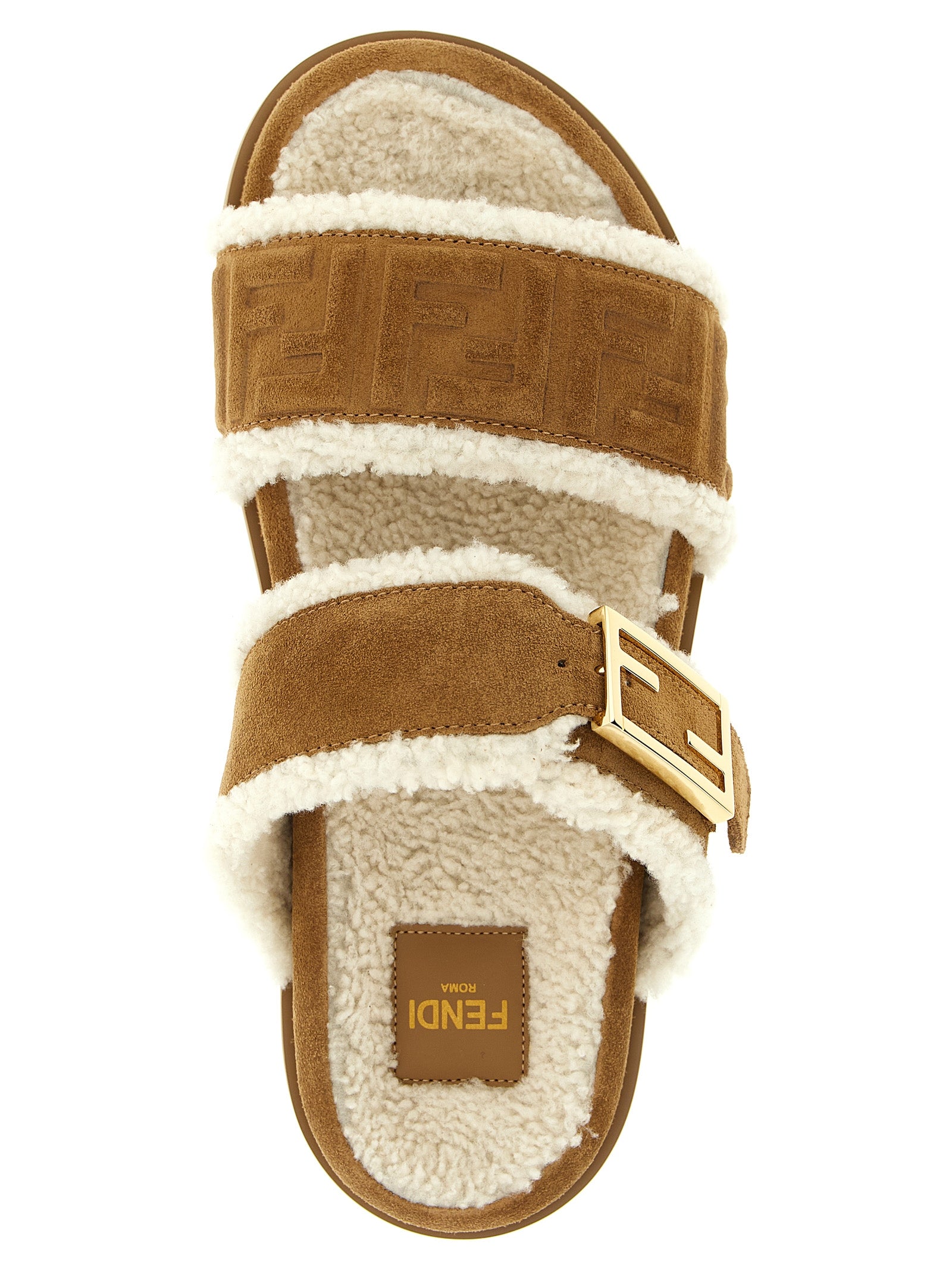 Fendi Beige Calfskin Slides Fendi