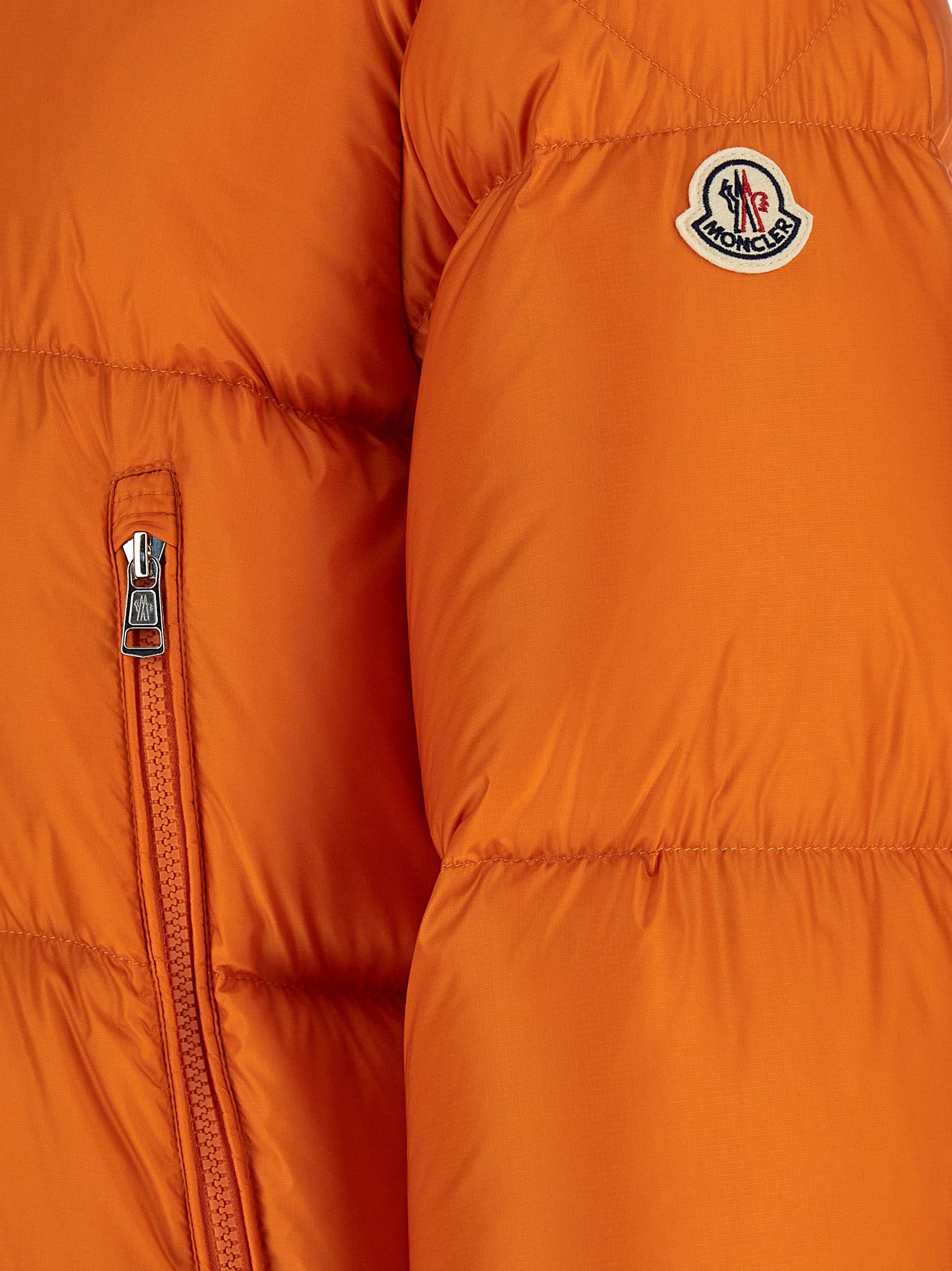 Moncler Orange Polyamide Full-Length Jacket Moncler