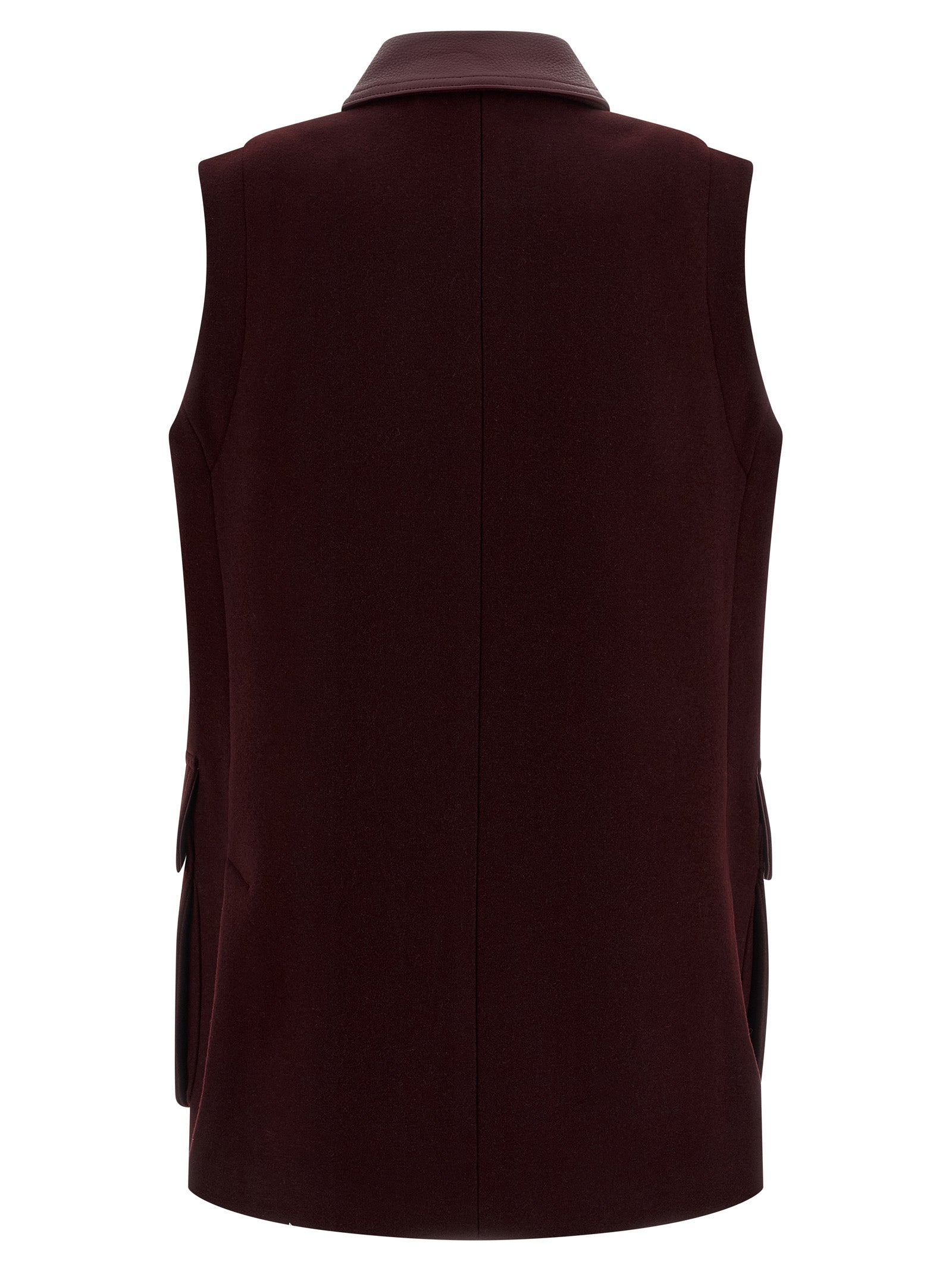 Max Mara Bordeaux Virgin Wool Sleeveless Jacket Max Mara