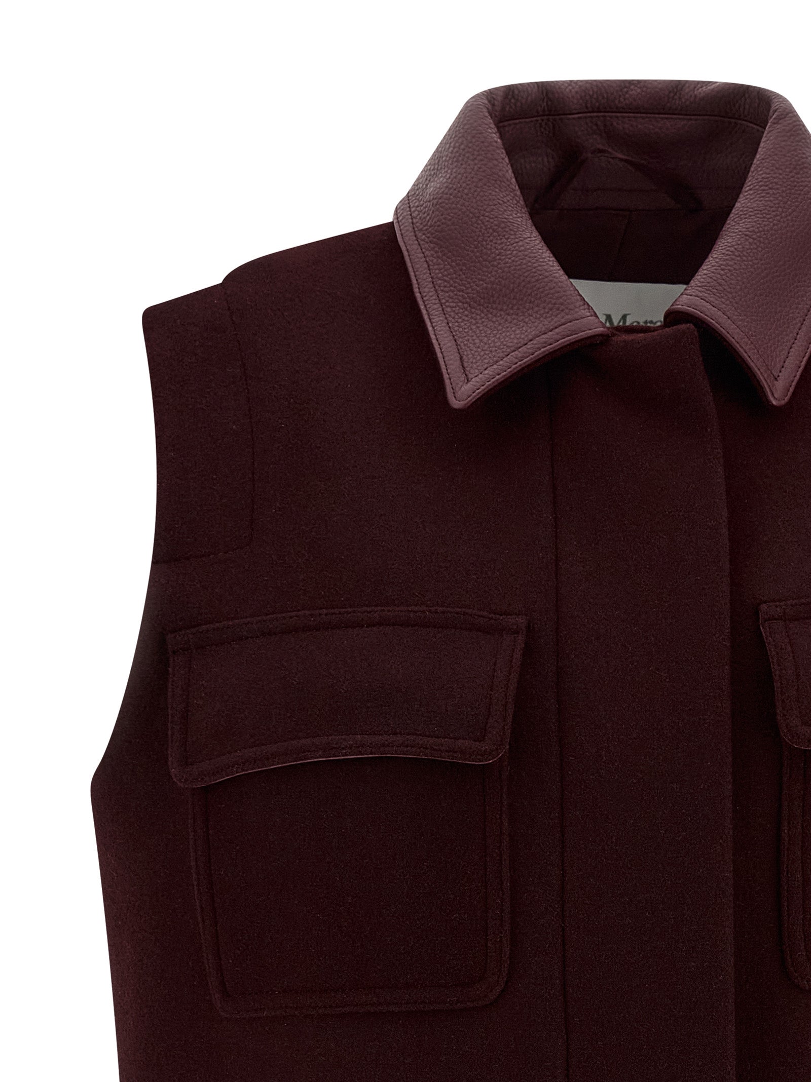 Max Mara Bordeaux Virgin Wool Sleeveless Jacket Max Mara
