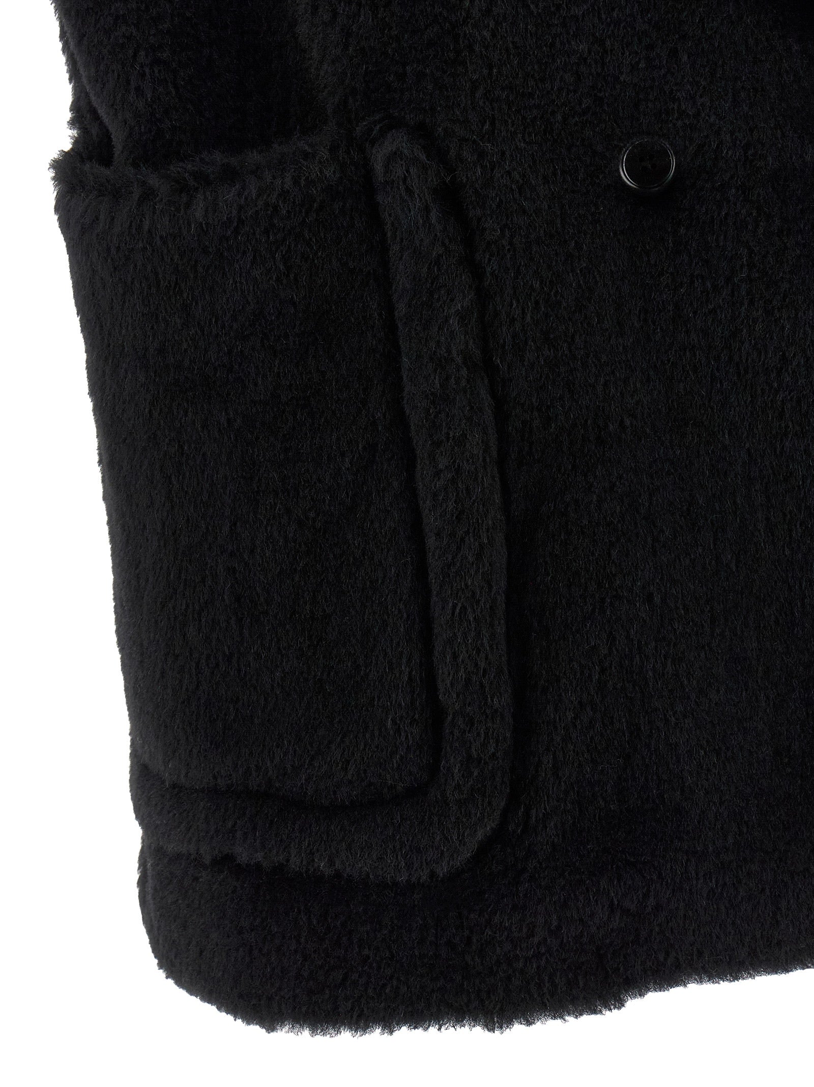 Max Mara Black Alpaca Leather Sleeveless Jacket Max Mara