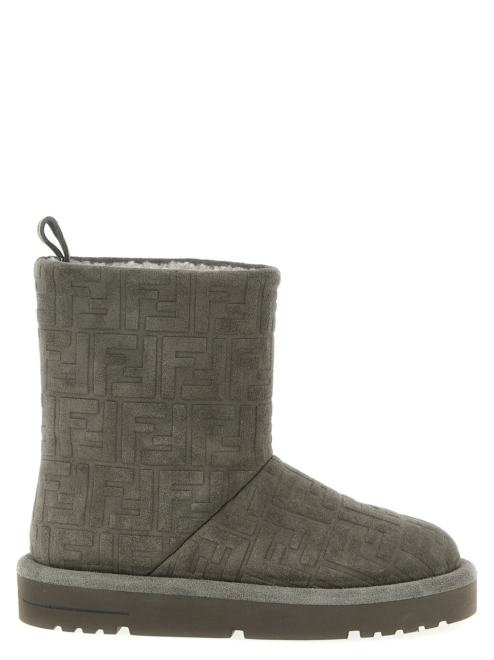 Fendi Gray Calfskin Ankle Boots Fendi