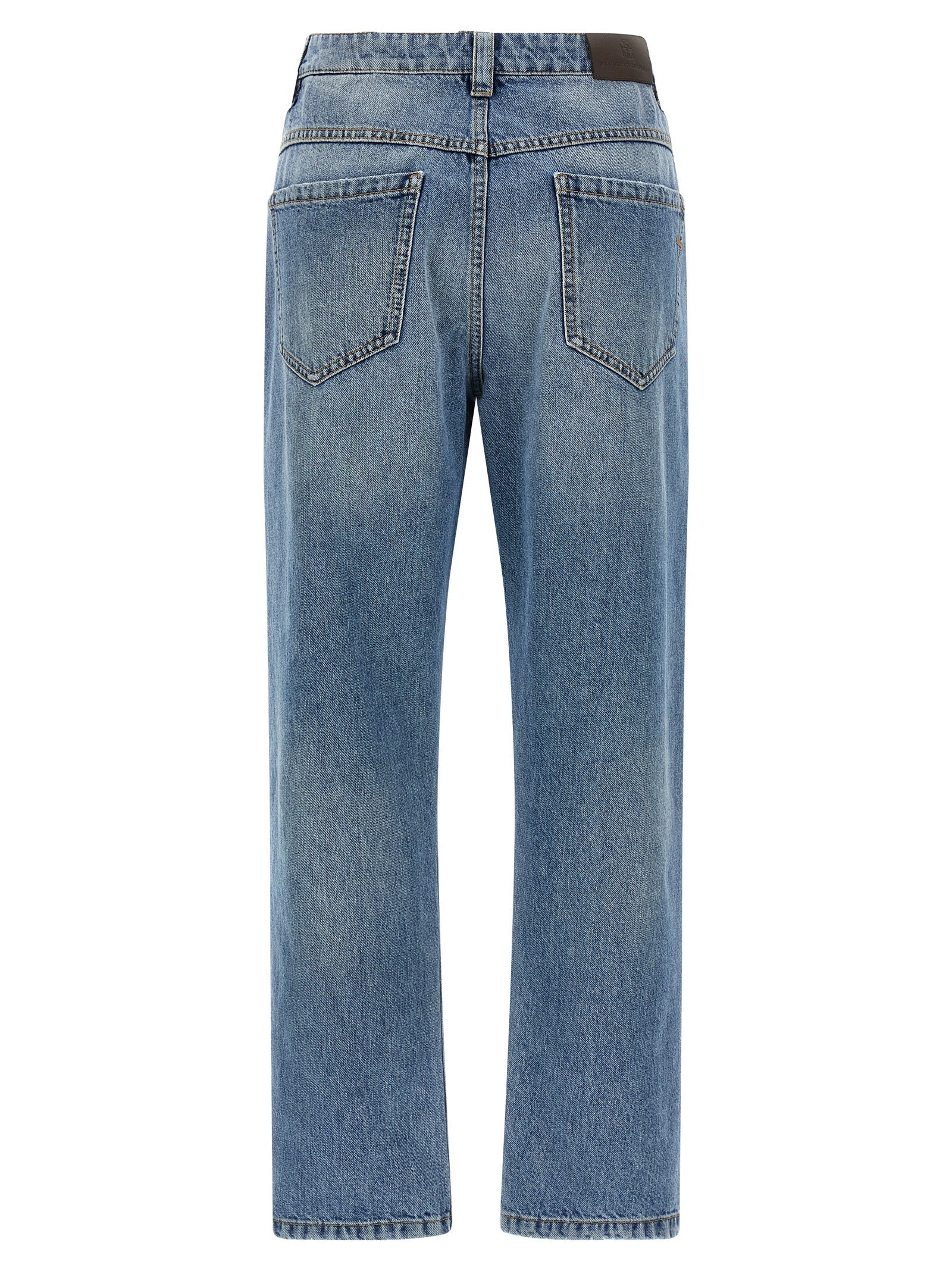 Brunello Cucinelli Blue Cotton Straight-Leg Jeans Brunello Cucinelli