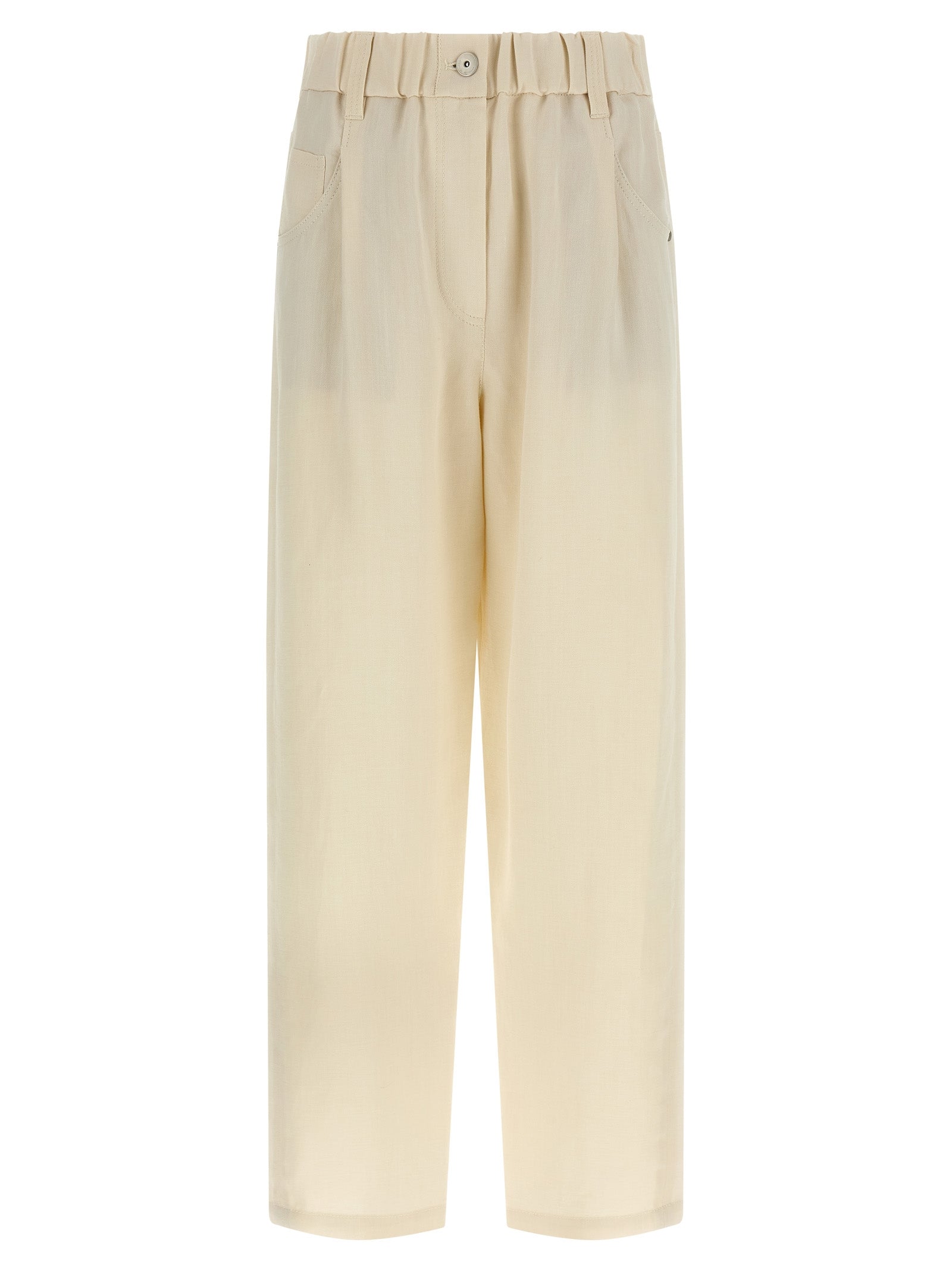 Brunello Cucinelli White Viscose Casual Pants Brunello Cucinelli