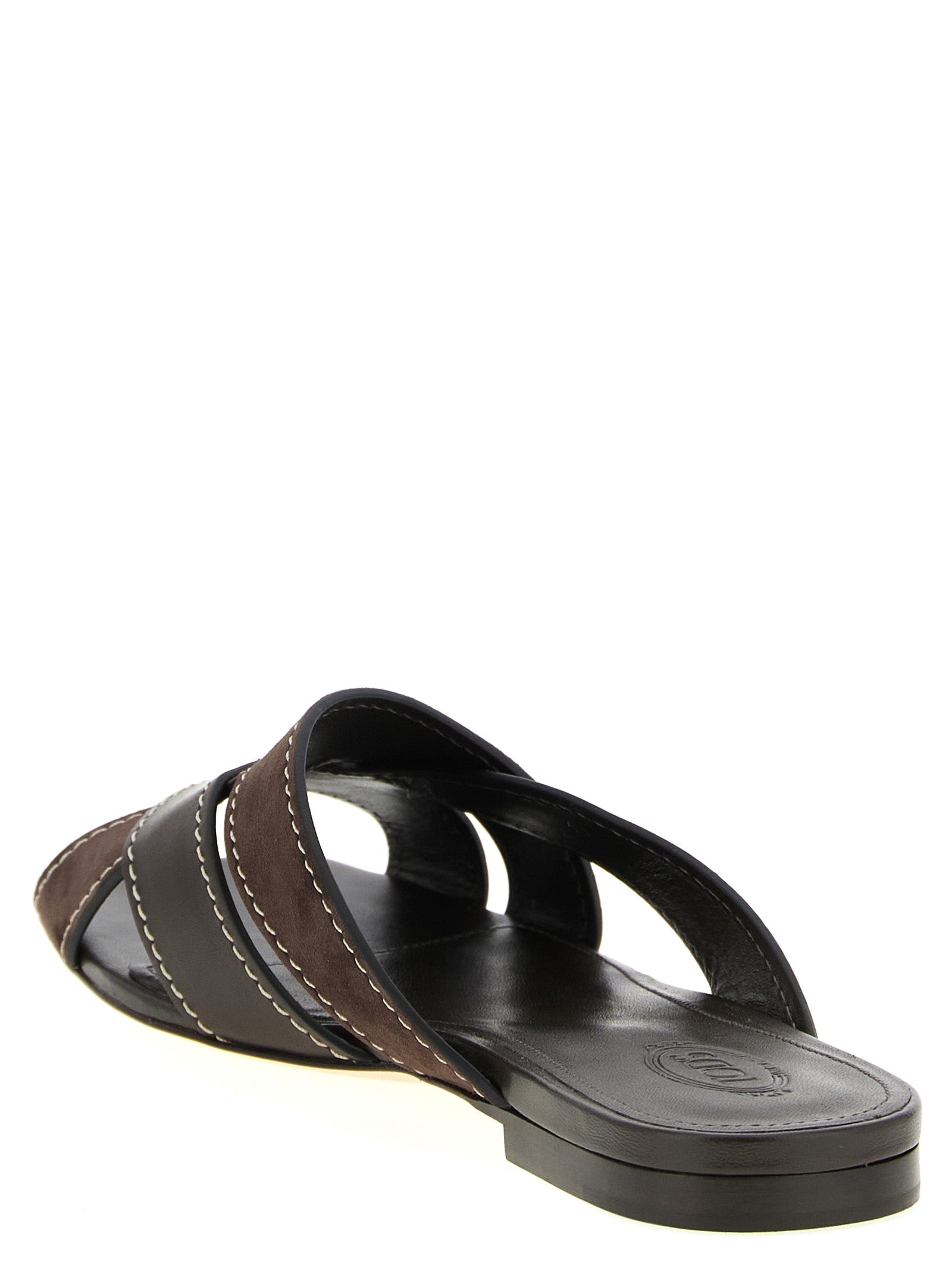 Tod's Brown Calfskin Slides Tod's