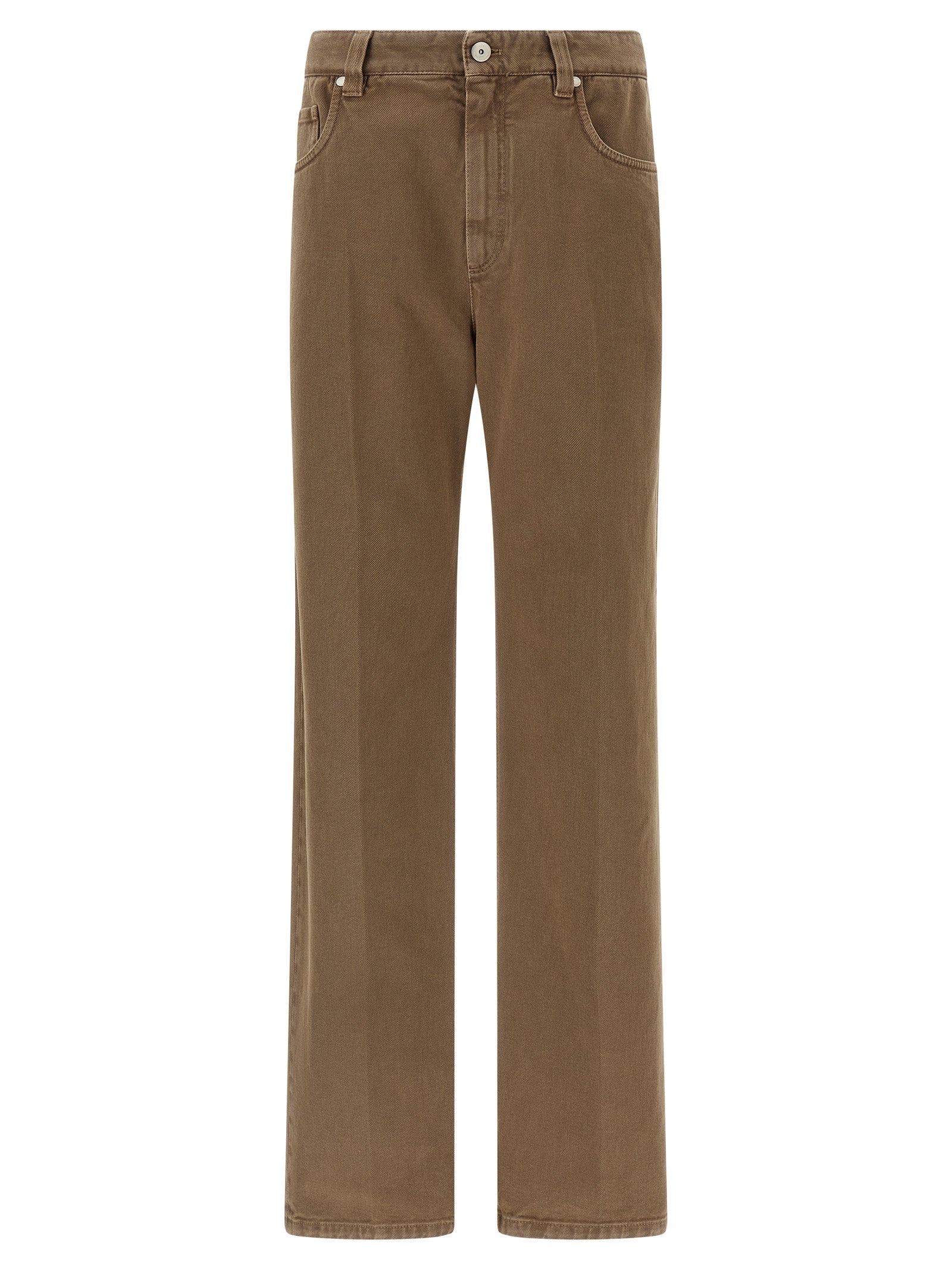 Brunello Cucinelli Beige Cotton Straight-Leg Jeans Brunello Cucinelli