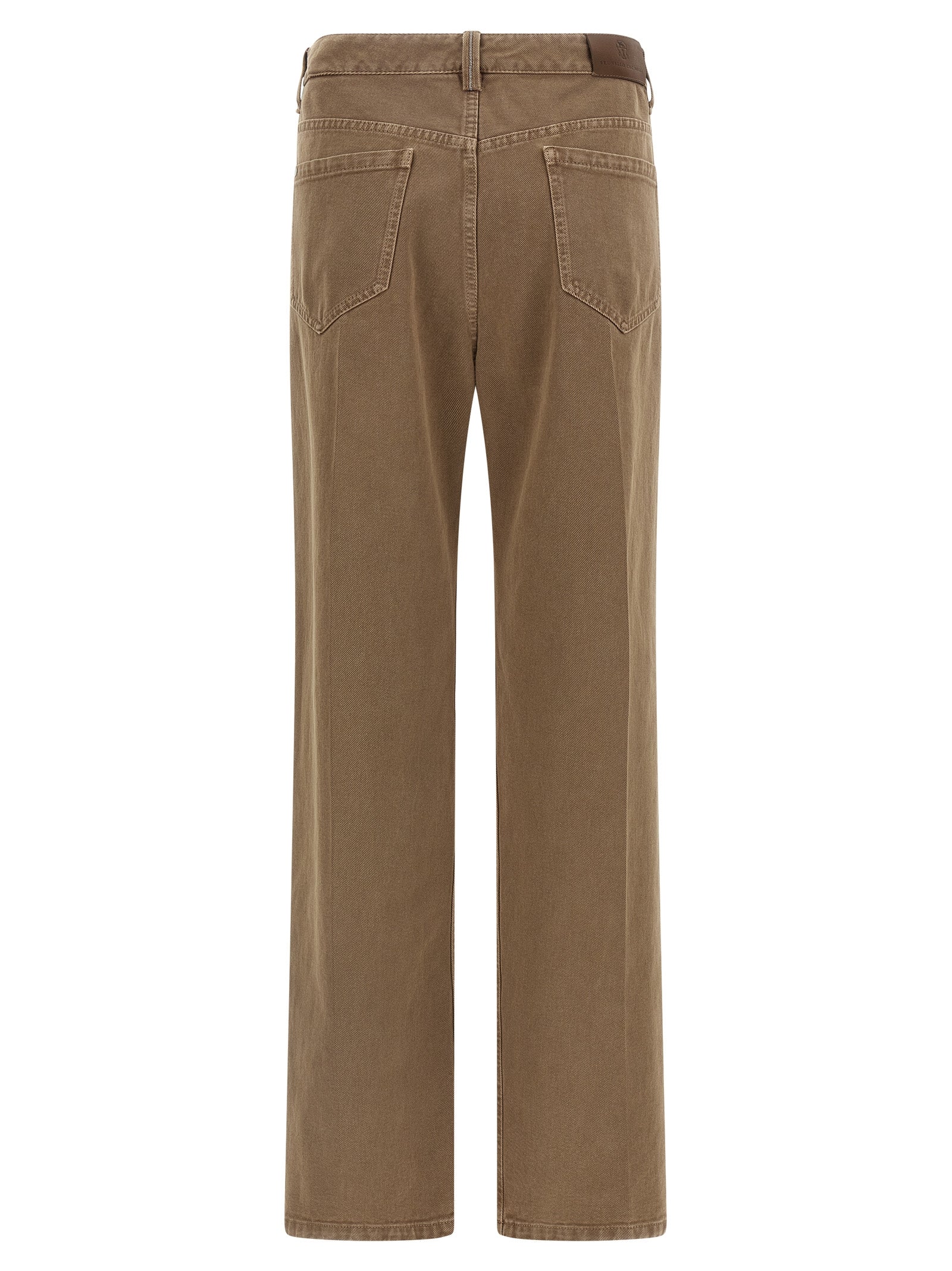 Brunello Cucinelli Beige Cotton Straight-Leg Jeans Brunello Cucinelli