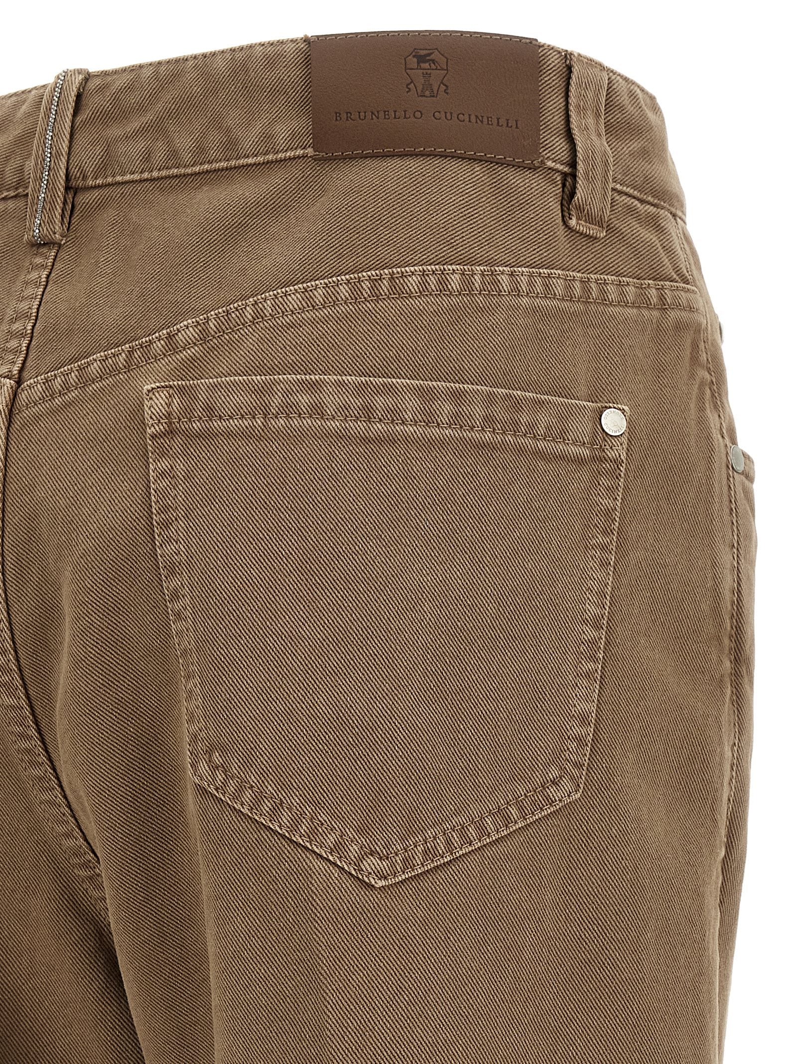 Brunello Cucinelli Beige Cotton Straight-Leg Jeans Brunello Cucinelli
